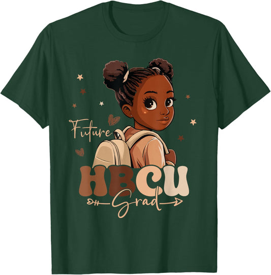 Future HBCU Grad kids Black Girl Afro Black History Month T-Shirt - T-Shirt | Forest