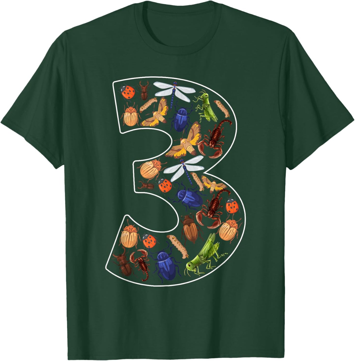 Toddler 3rd Birthday Bugs Insects Beetles Kids 3 Year Old T-Shirt - T-Shirt | Forest