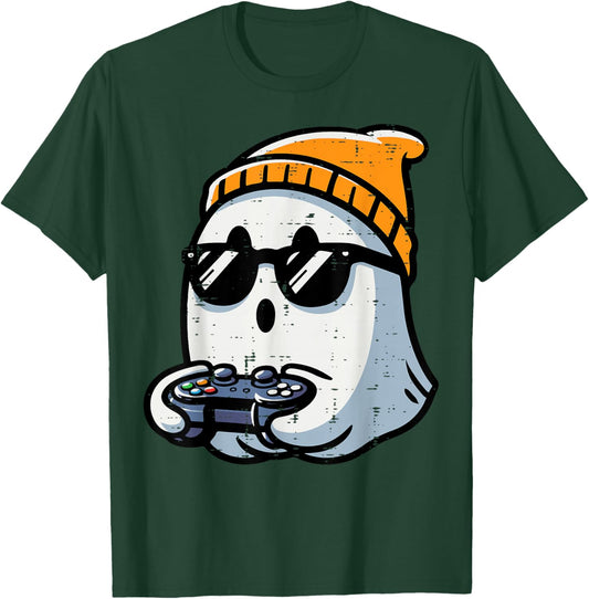 Ghost Video Gamer Gaming Halloween Men Boys Kids Teen Youth T-Shirt - T-Shirt | Forest