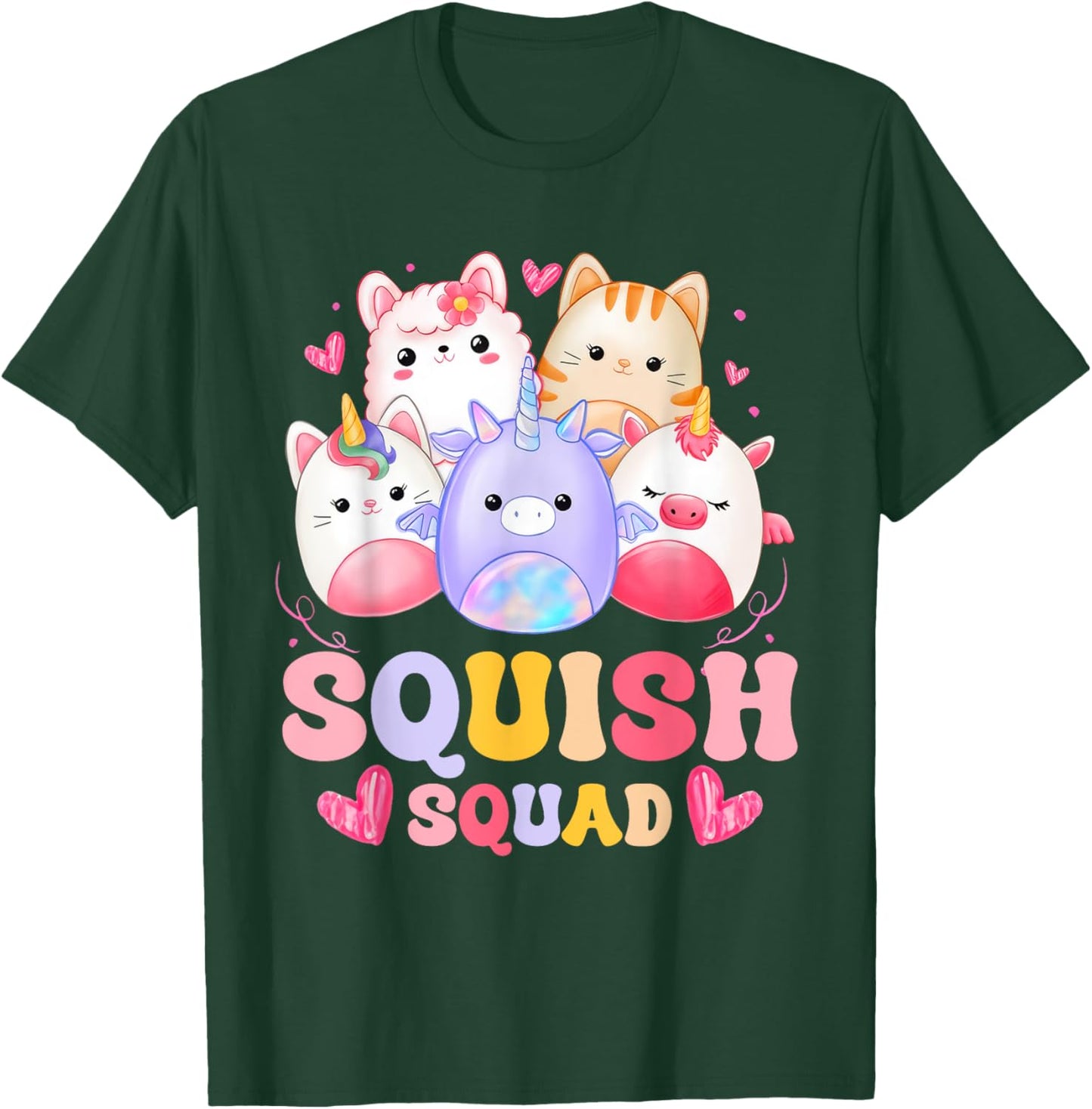 Squish Squad Birthday Shirt For Girls Kids Toddlers Groovy T-Shirt - T-Shirt | Forest