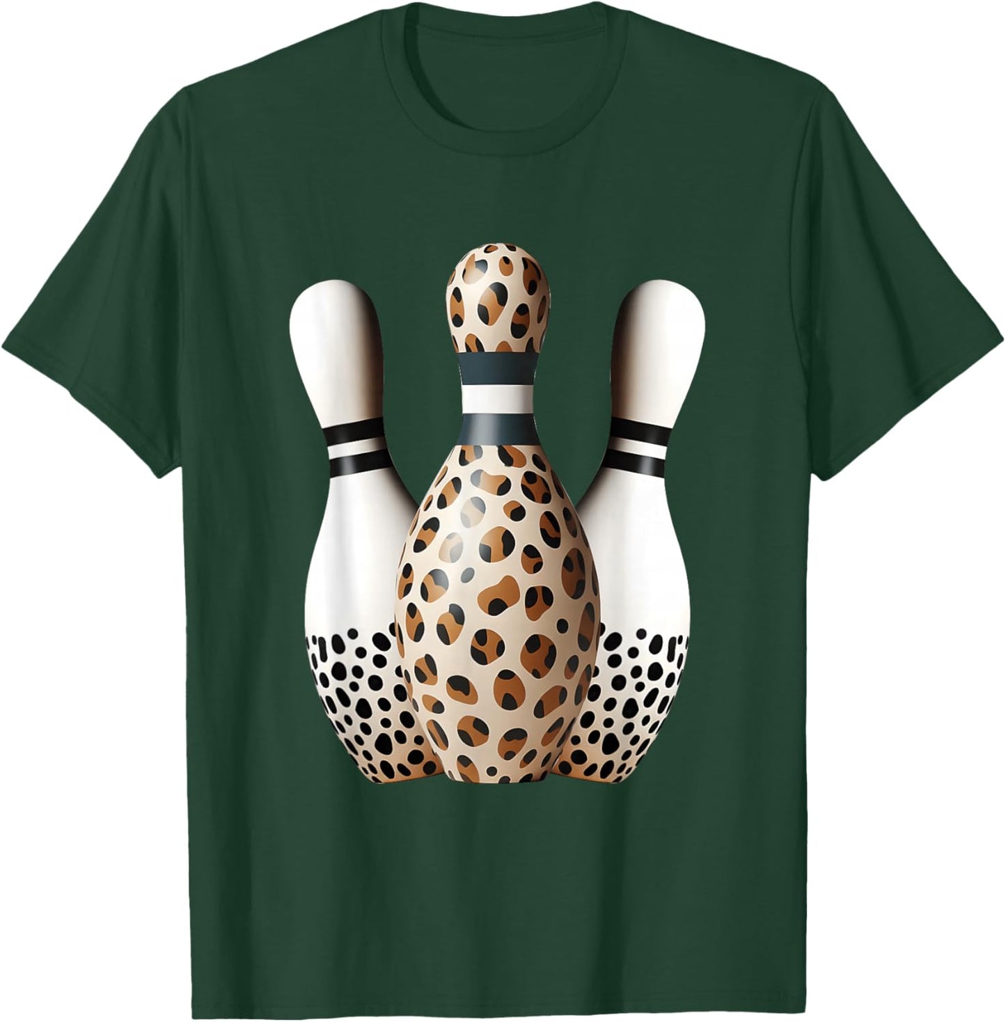 Bowling Pins Leopard Cheetah Print Bowler Sport Graphic T-Shirt - T-Shirt | Forest