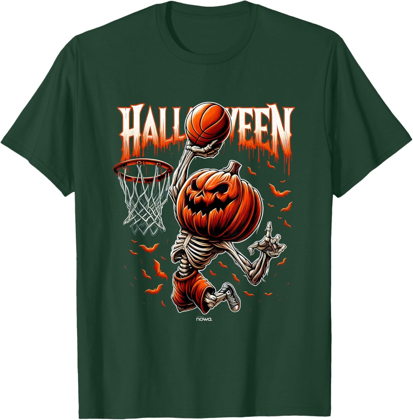Halloween Basketball Scary Pumpkin Slam Dunk T-Shirt - T-Shirt | Forest