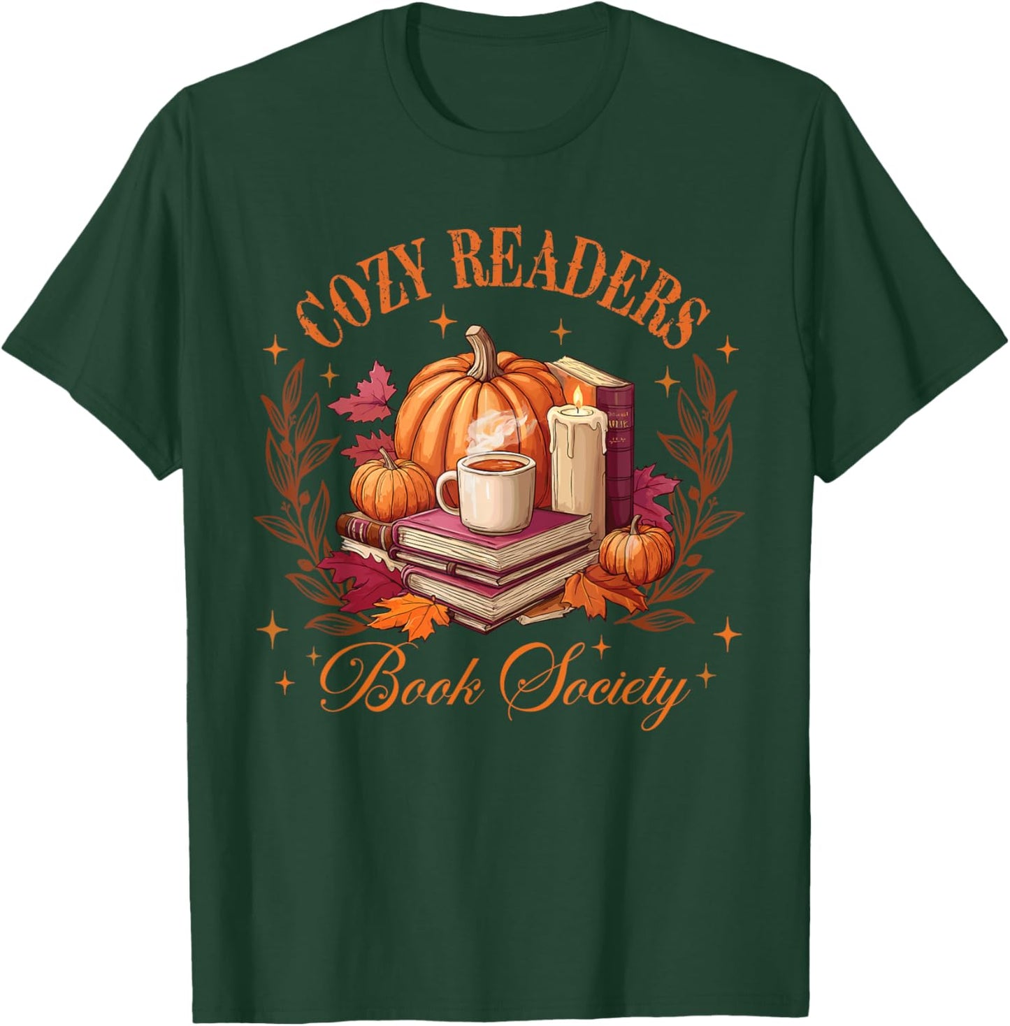 Cozy Readers Book Society Bookish Fall Autumn Reading T-Shirt - T-Shirt | Forest