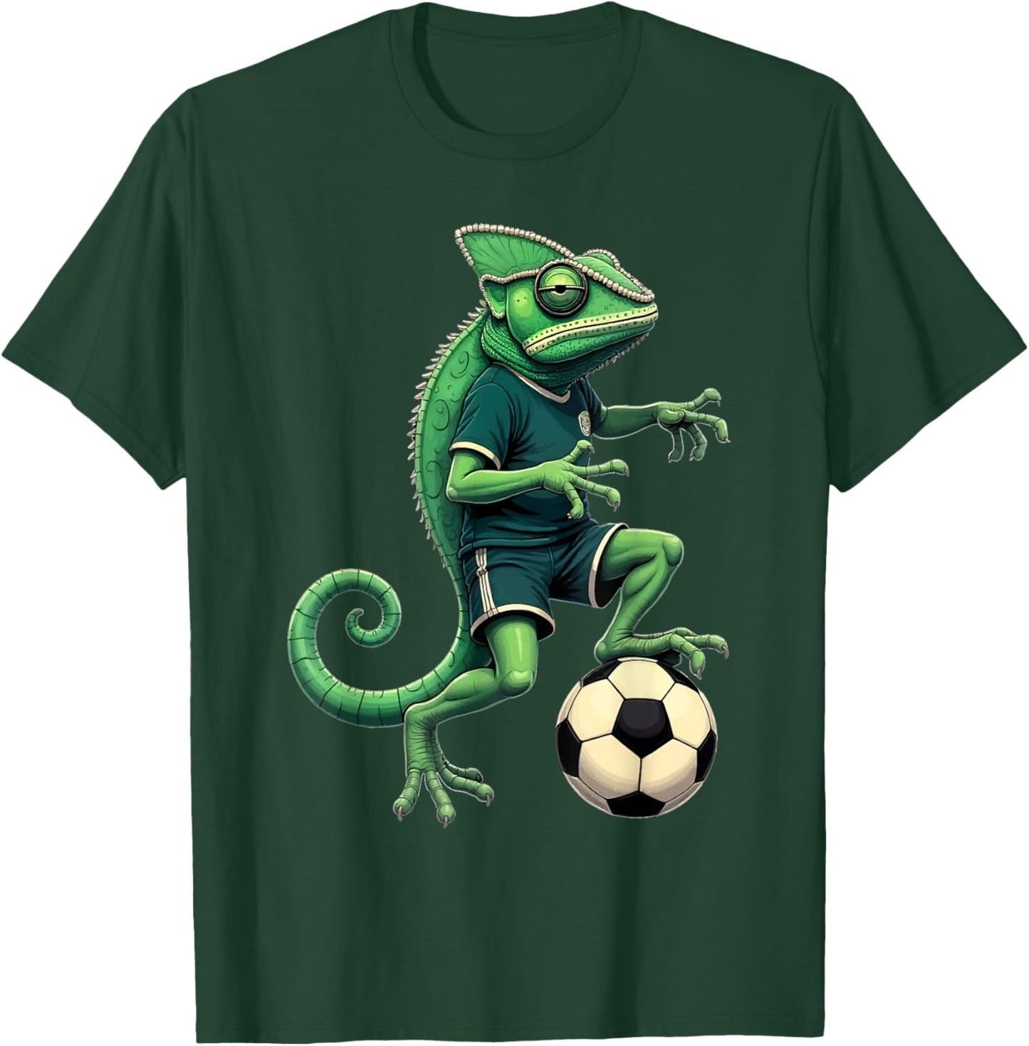 Chameleon Lizards Soccer Player Reptile Pet Animal Lover T-Shirt - T-Shirt | Forest