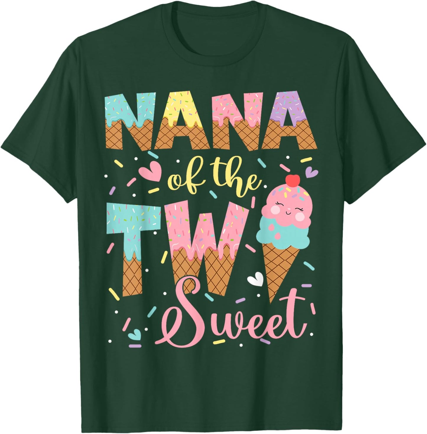Nana Of The Two Sweet 2Nd Birthday Girl Ice Cream T-Shirt - T-Shirt | Forest