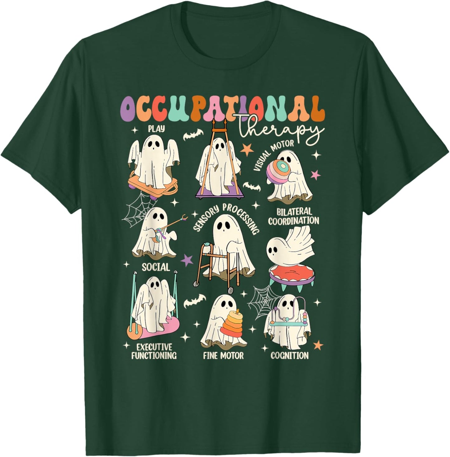 OT Occupational Therapy Therapist Spooky OTA Halloween Ghost T-Shirt - T-Shirt | Forest