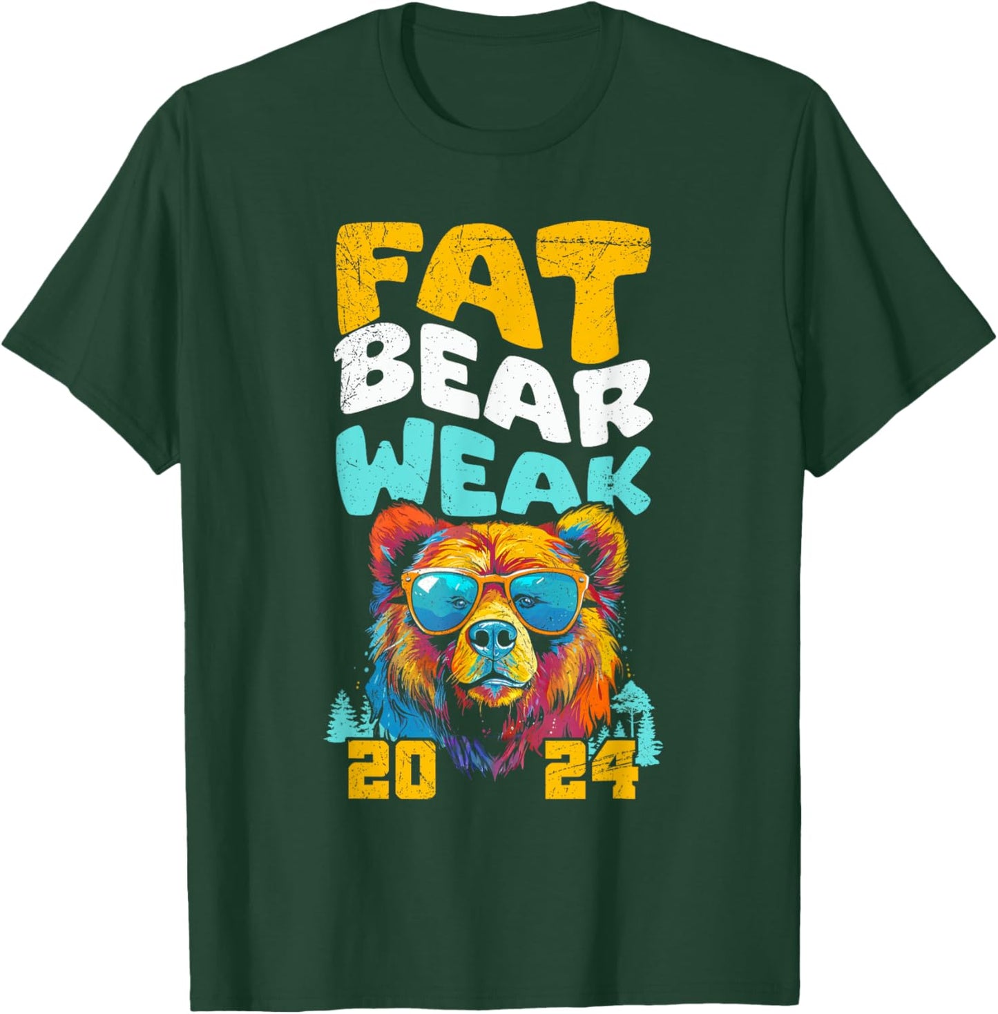 Fat Bear Week Colorful Bear 2024 Nature Forest Lover T-Shirt - T-Shirt | Forest