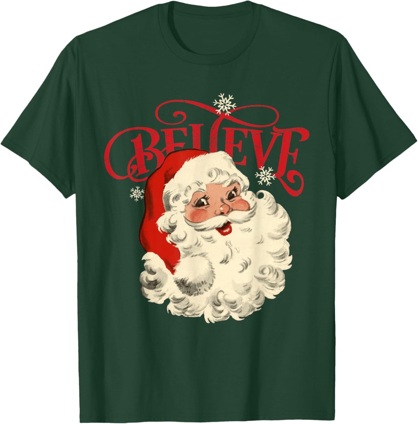 Believe Retro Christmas Santa Claus Xmas Men Women Kids T-Shirt - T-Shirt | Forest