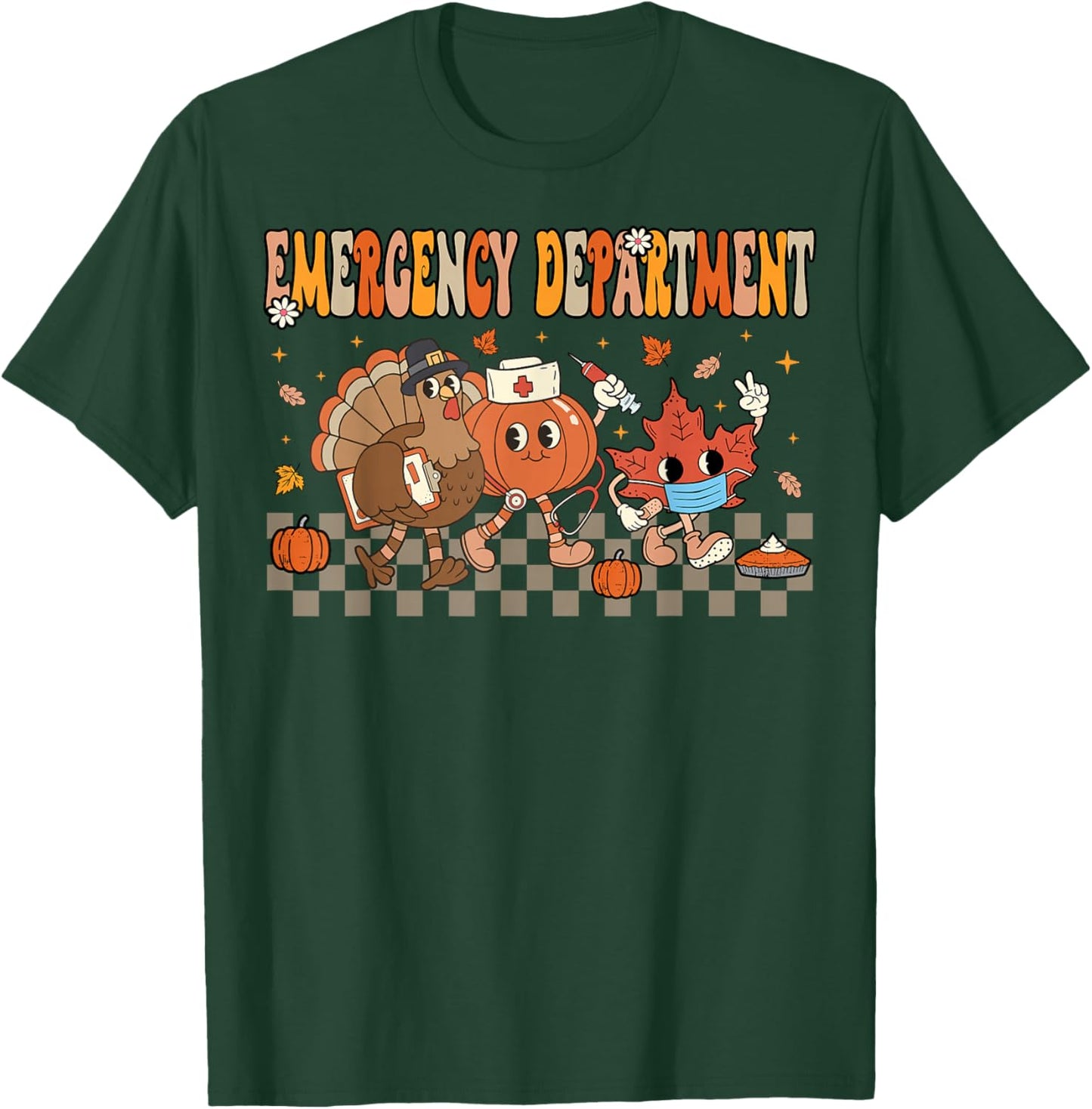 Emergency Department Crew ER Nurse Fall Thanksgiving Women T-Shirt - T-Shirt | Forest