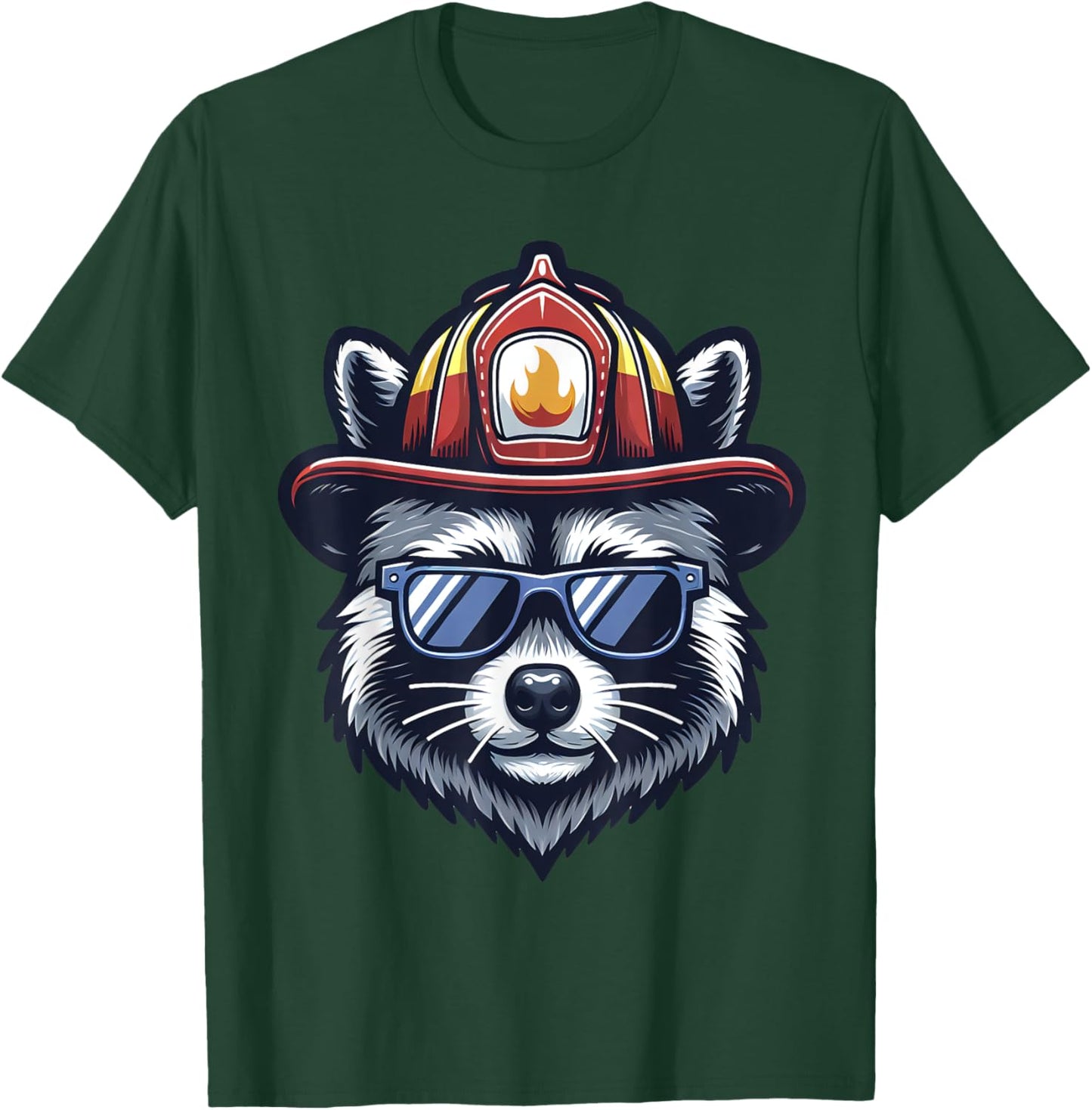 Firefighter Raccoon Funny Fire department T-Shirt - T-Shirt | Forest