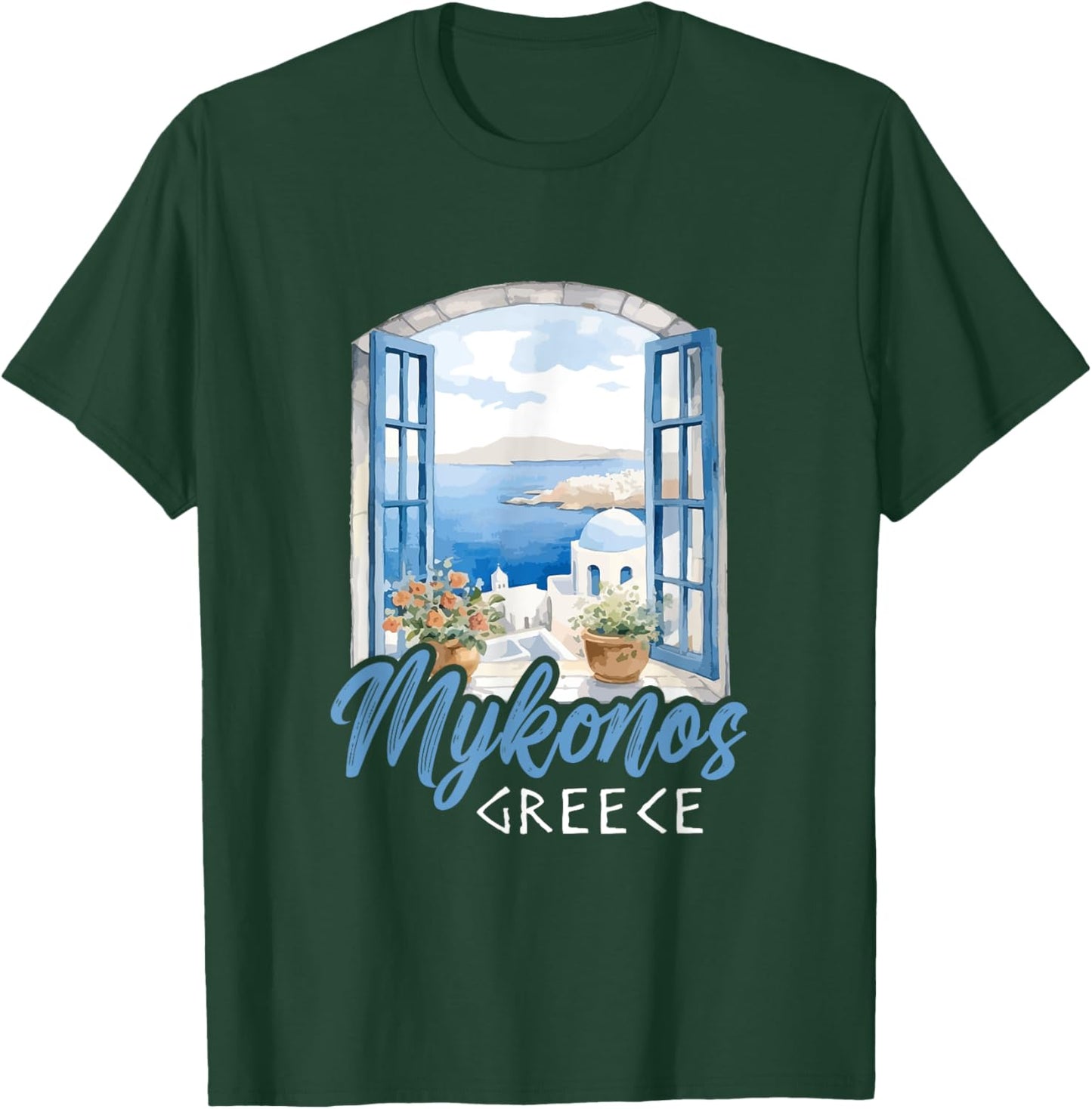 Greek Island Mykonos Greece Island Town Holiday Vacation T-Shirt - T-Shirt | Forest