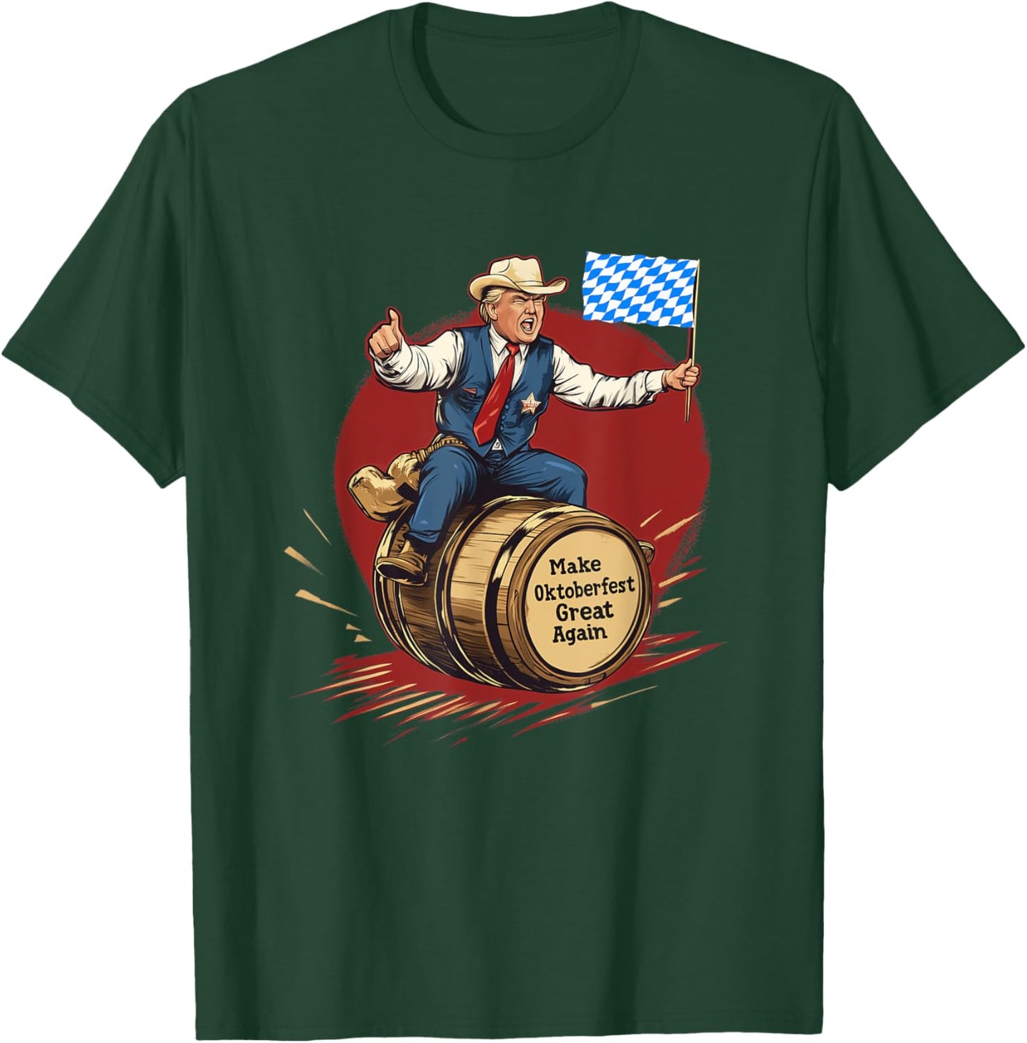 Make Oktoberfest Great Again Trump Riding Beer Barrel T-Shirt - T-Shirt | Forest