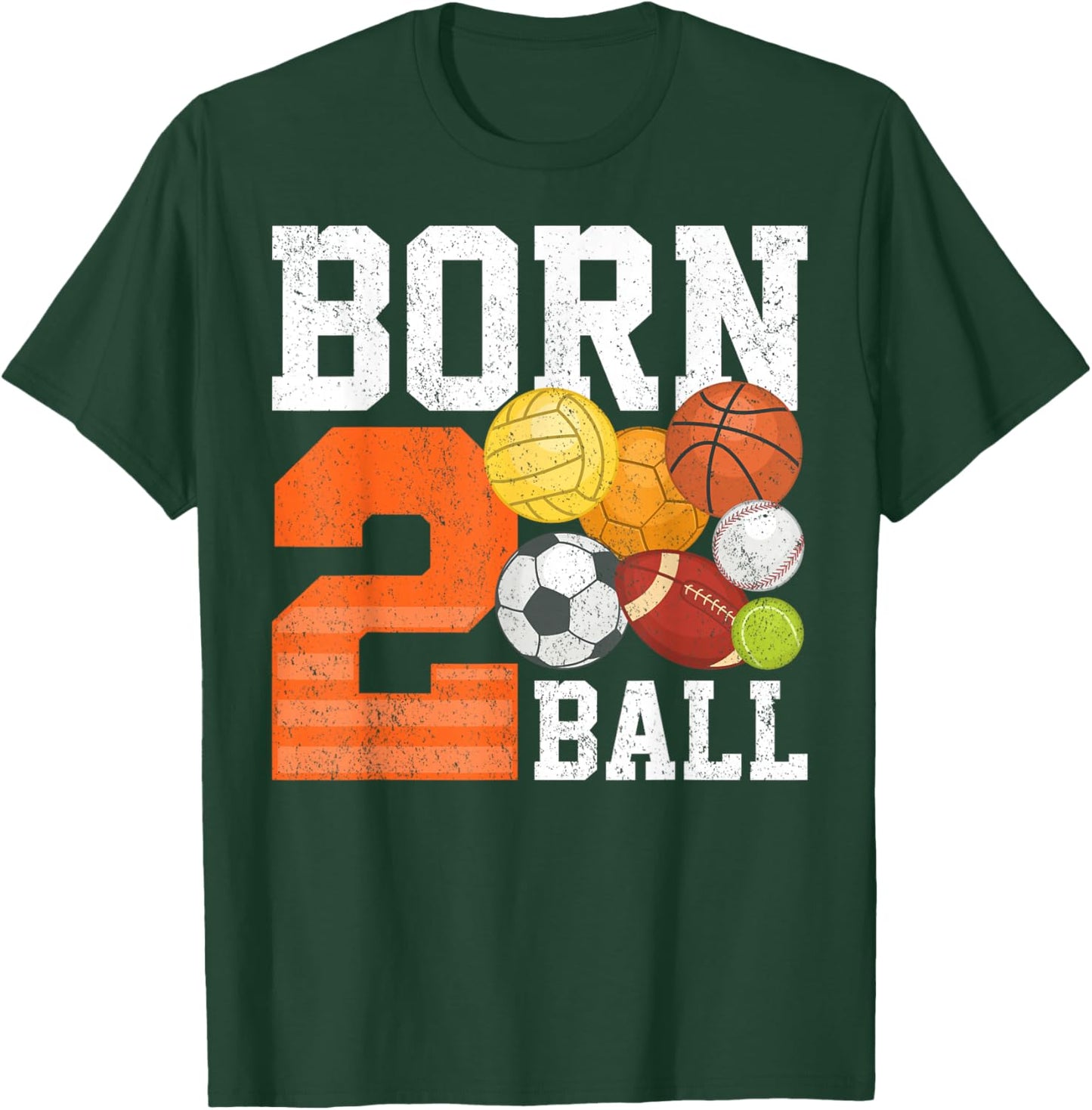 Born 2nd Ball Birthday Sport Ball Theme 2 Year Old Kids T-Shirt - T-Shirt | Forest