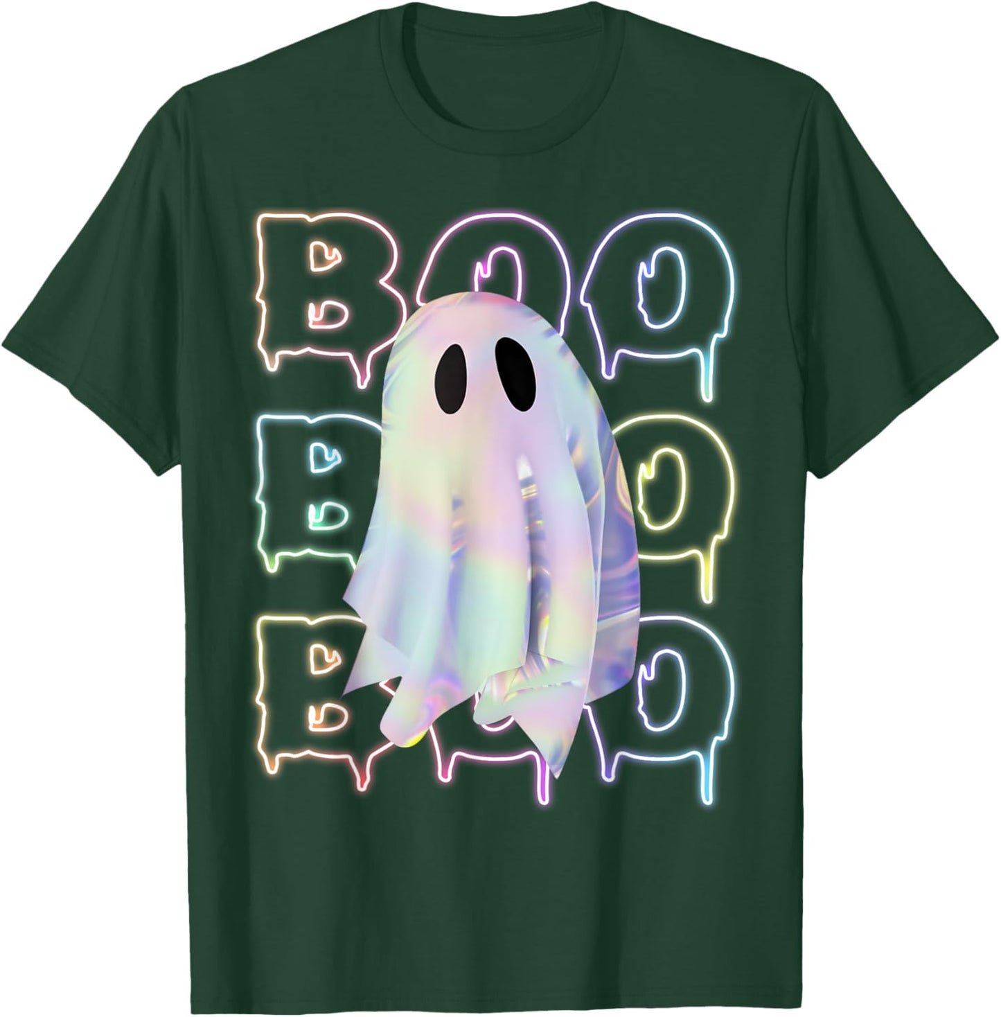 Funny Boo Cute Ghost Neon Halloween Costume boy kids girl T-Shirt - T-Shirt | Forest