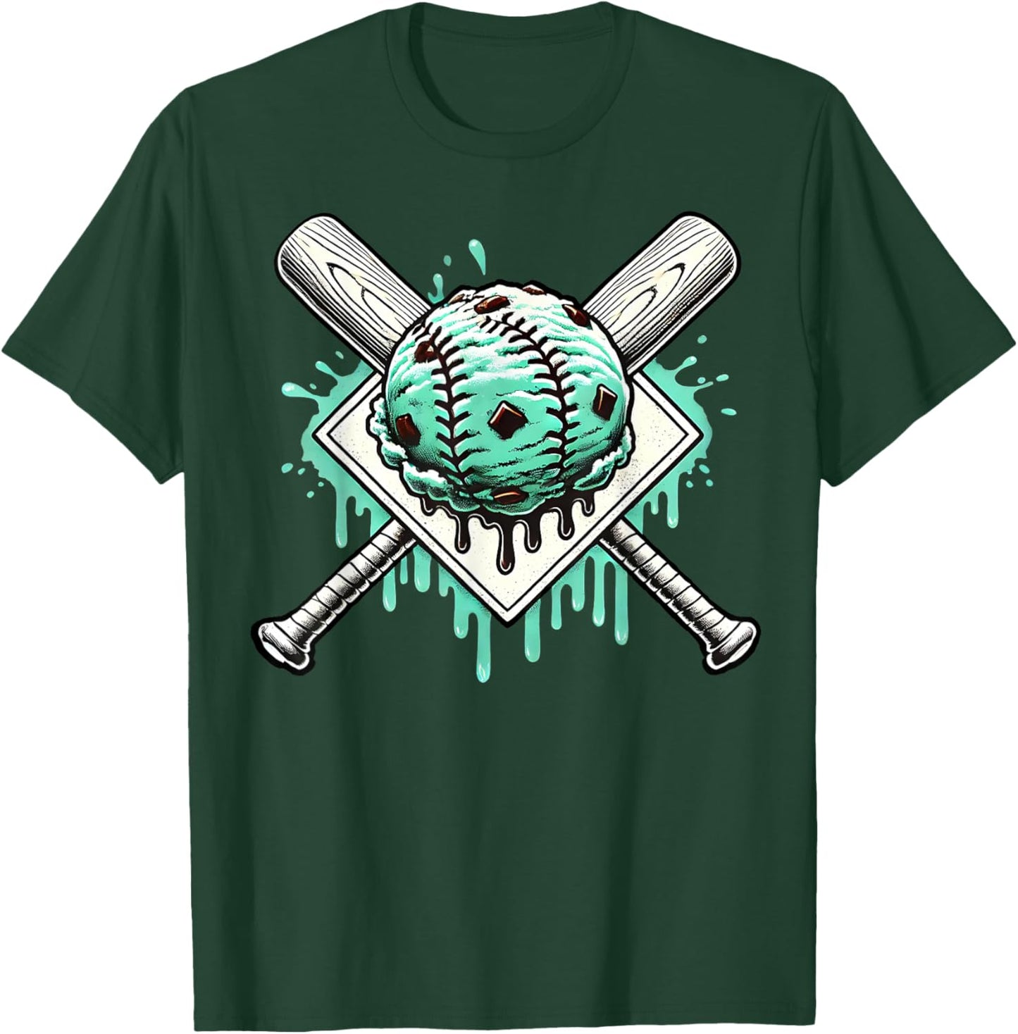 Baseball Home Plate Drip Boys Mint Chocolate Chip Spinkle T-Shirt - T-Shirt | Forest