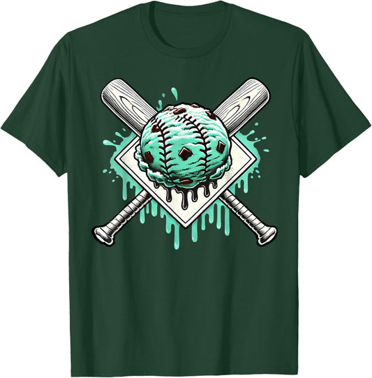 Baseball Home Plate Drip Boys Mint Chocolate Chip Spinkle T-Shirt - T-Shirt | Forest