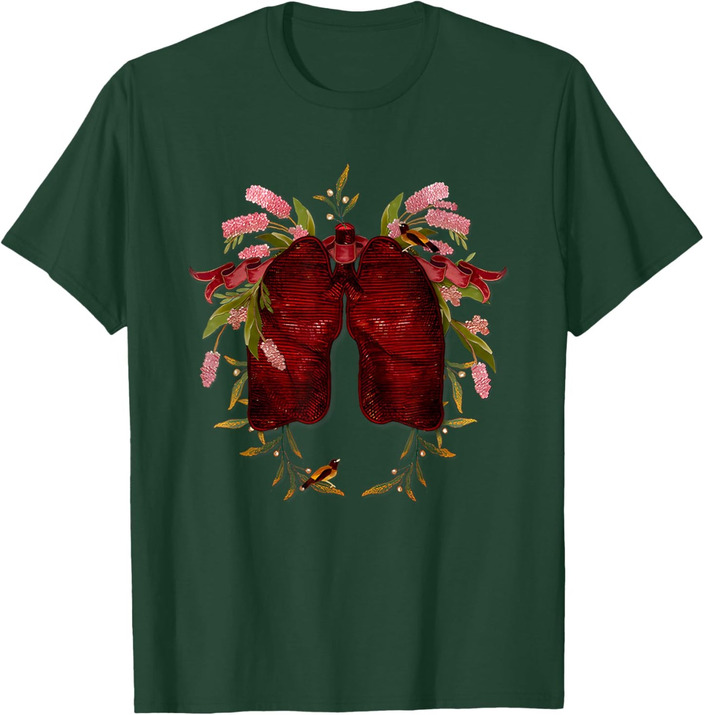Natural Maroon Lungs Funny Women T-Shirt - T-Shirt | Forest
