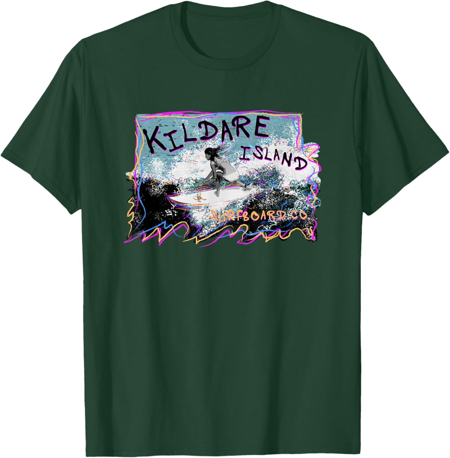 Outer Banks Kildare Island Surfboard Co. Kiara Poster T-Shirt - T-Shirt | Forest