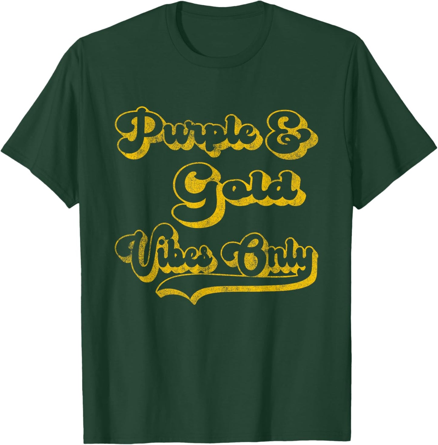 Purple Gold Vibes Only School Pride Team Colors Retro T-Shirt - T-Shirt | Forest