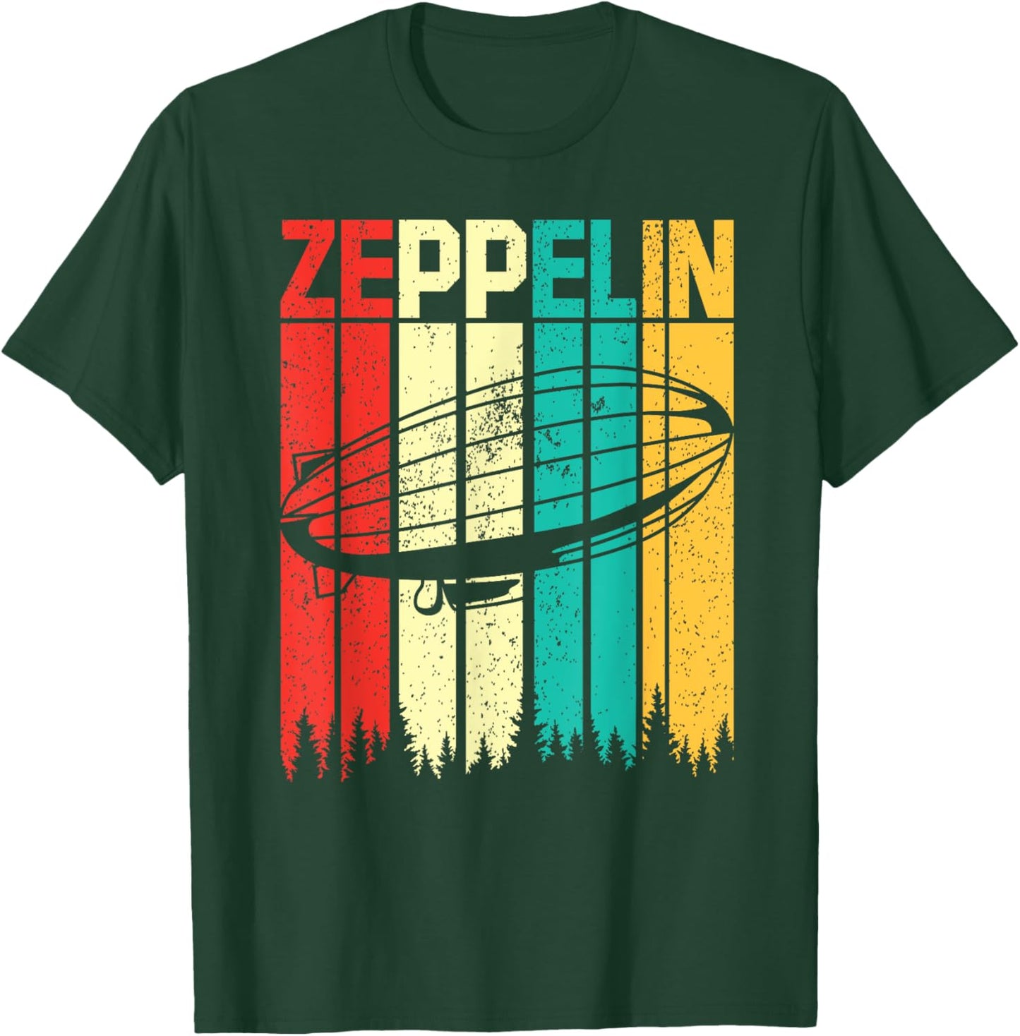 Vintage Zeppelin Funny Sunset Airship Pilot Dirigible Lovers T-Shirt - T-Shirt | Forest