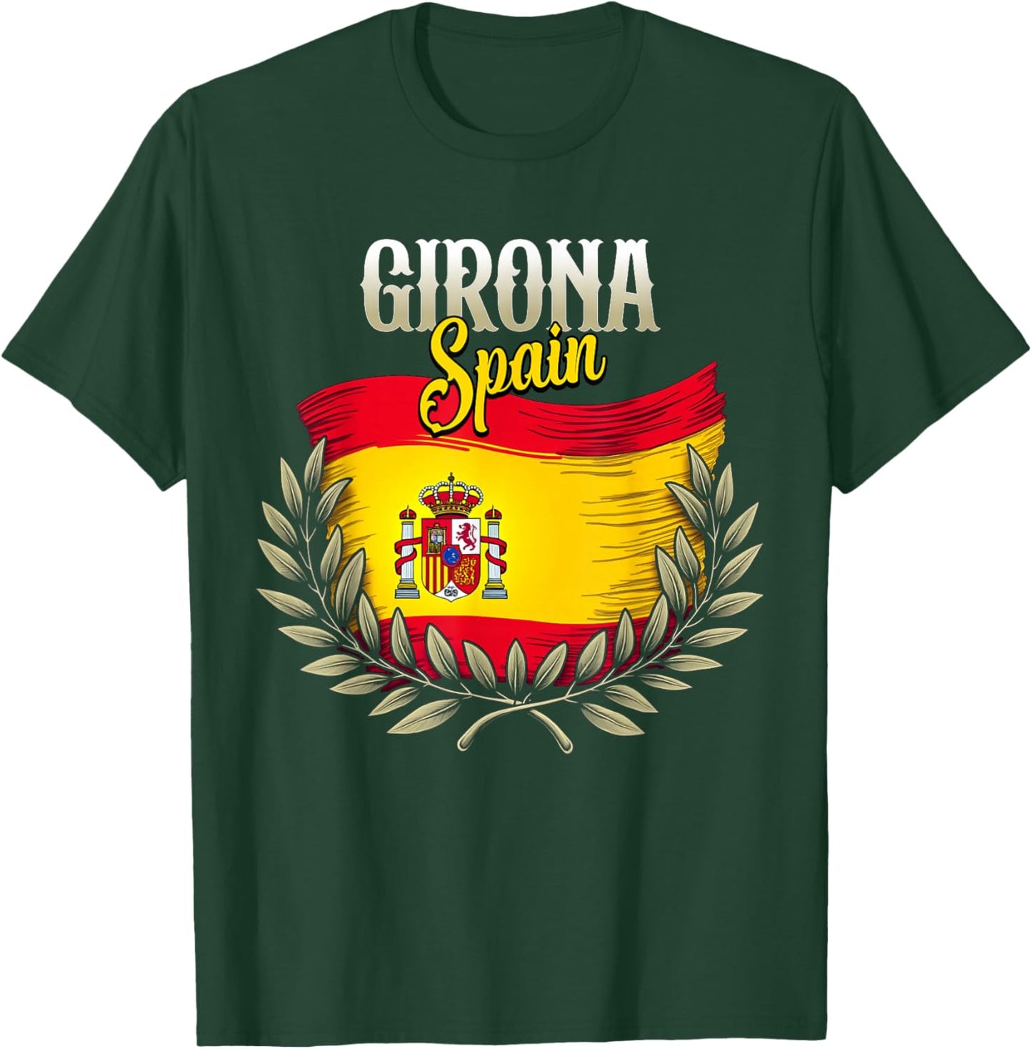 Girona Spain Flag Spanish City Girona Vacation Travel T-Shirt - T-Shirt | Forest