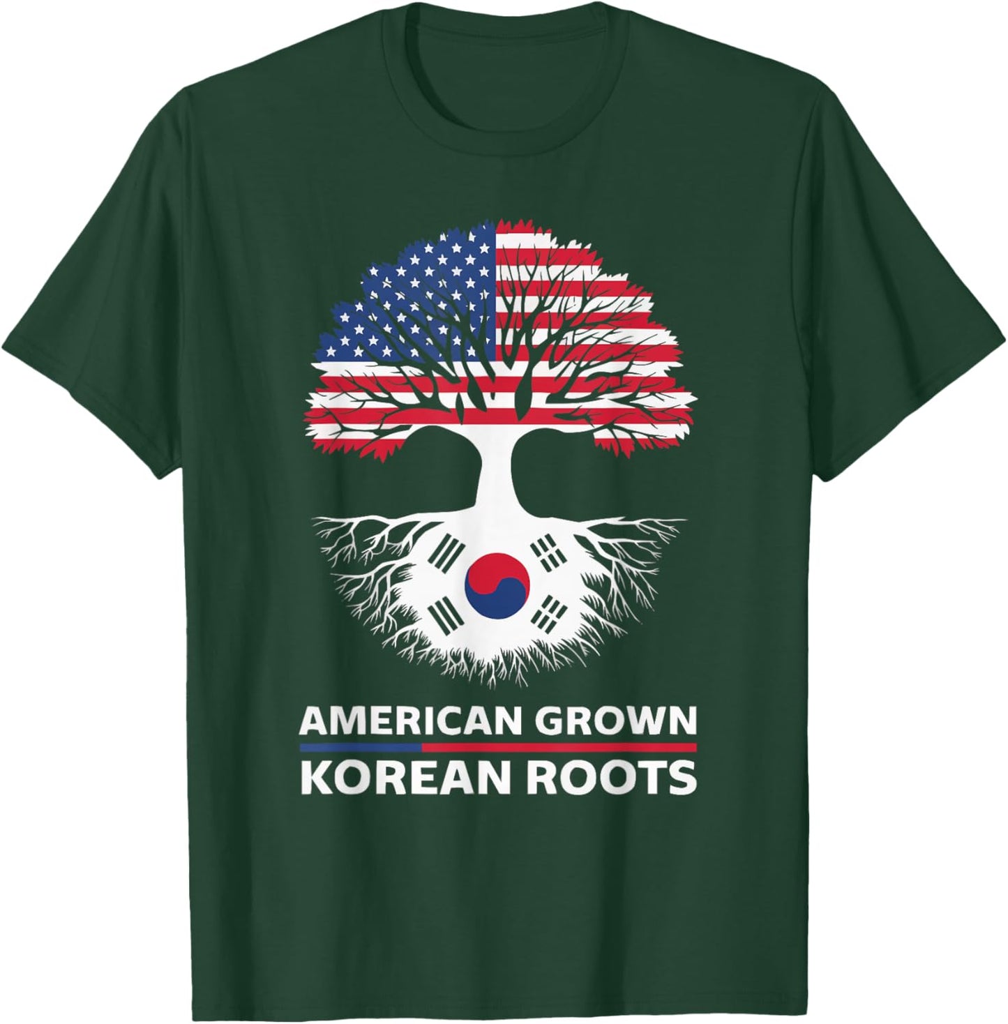 Half American Half Korean USA Flag South Korea America T-Shirt - T-Shirt | Forest