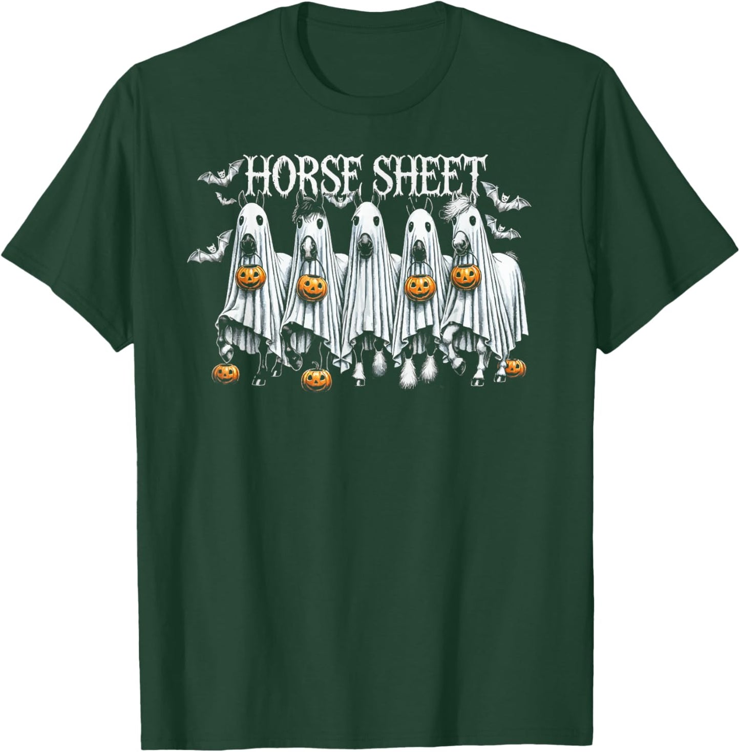 Horse Sheet Funny Ghost Horses Pumpkin Halloween Costume T-Shirt - T-Shirt | Forest