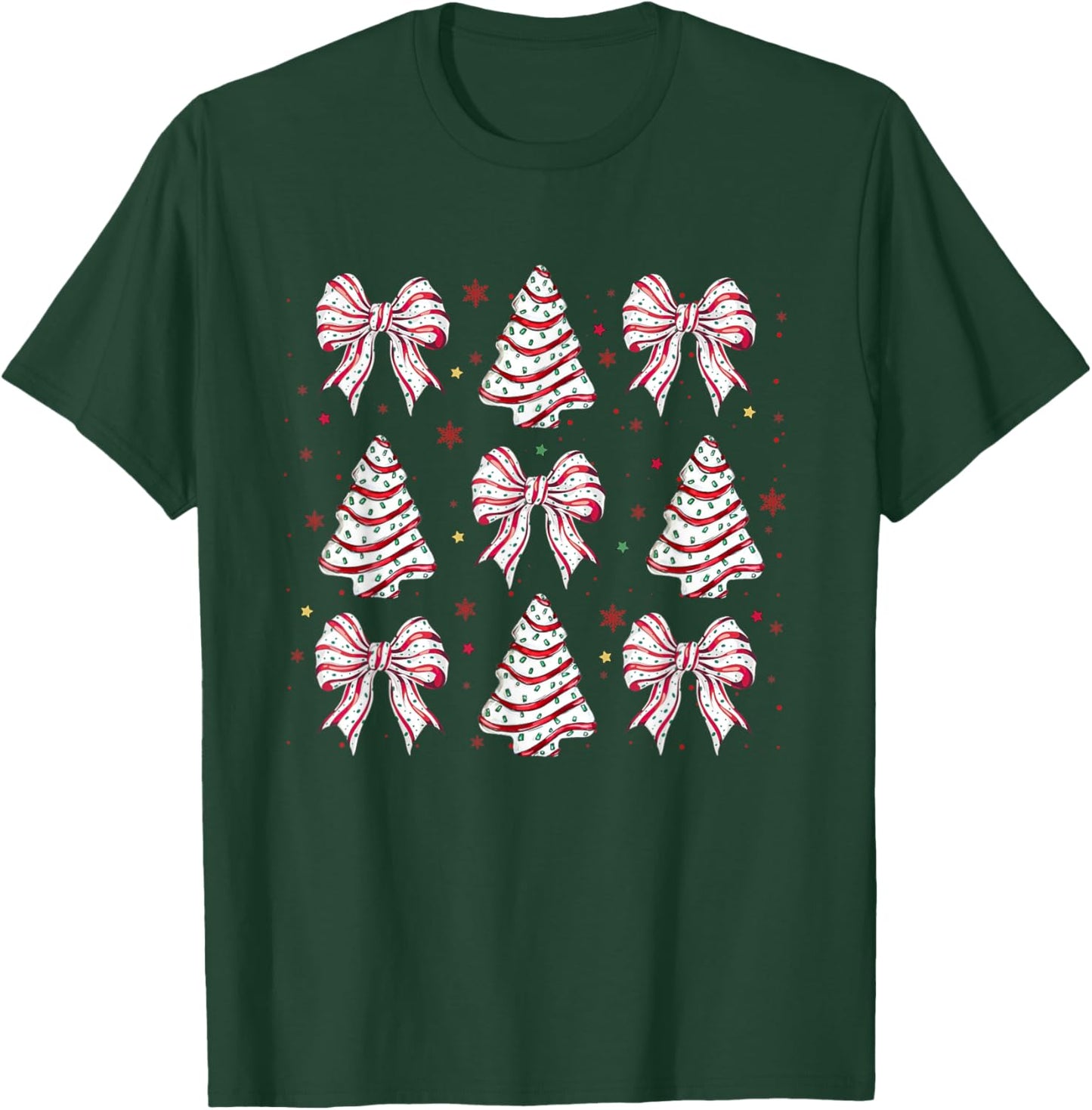 Merry Christmas Xmas Family Matching Apparel Coquette Christmas Tree Cake Bow Girly -Kids Black Small T-Shirt - T-Shirt | Forest
