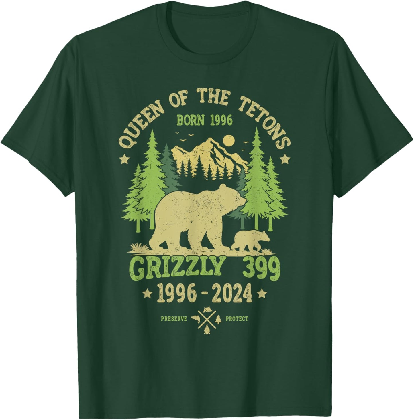 Queen Of The Tetons Grizzly 399 National Park 1996-2024 T-Shirt - T-Shirt | Forest