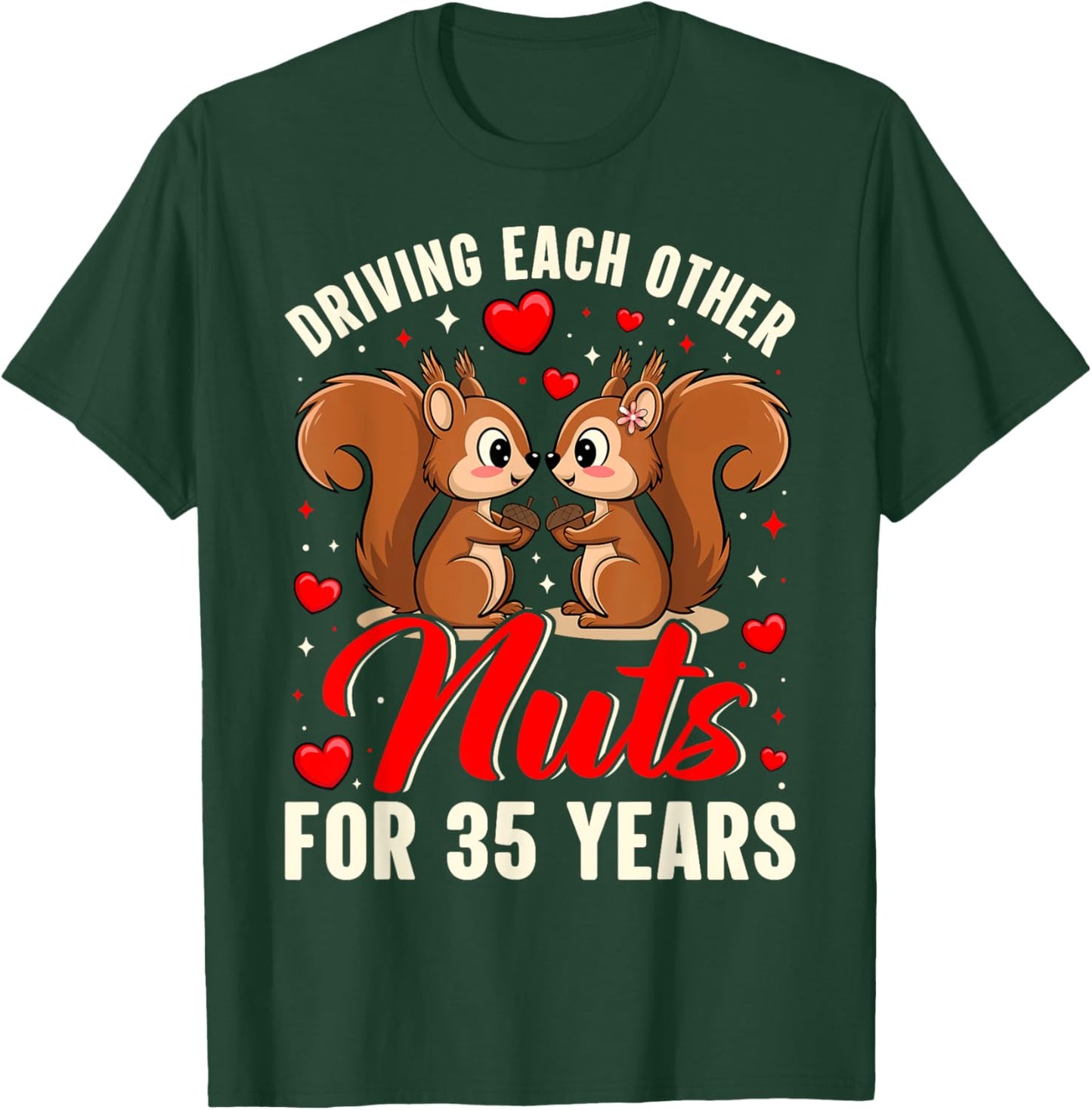 Couples Married 35 Year Funny 35th Wedding Anniversary T-Shirt - T-Shirt | Forest