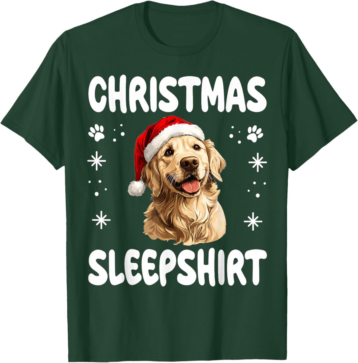 Golden Retriever Dog Nightgown Pajama Christmas Sleepshirt T-Shirt - T-Shirt | Forest