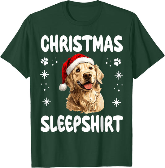 Golden Retriever Dog Nightgown Pajama Christmas Sleepshirt T-Shirt - T-Shirt | Forest