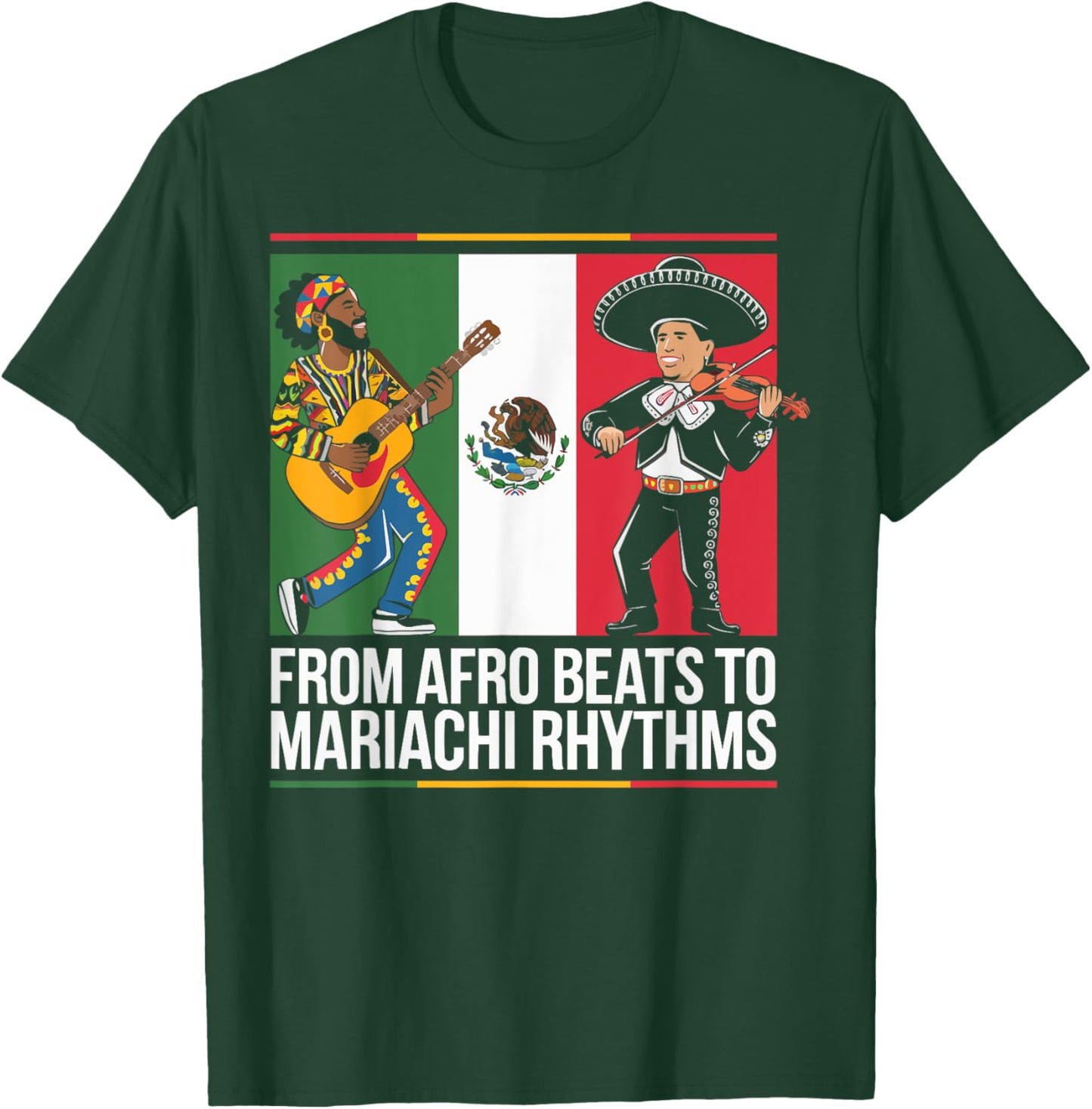 Half Mexican Half African American USA Flag Black America T-Shirt - T-Shirt | Forest