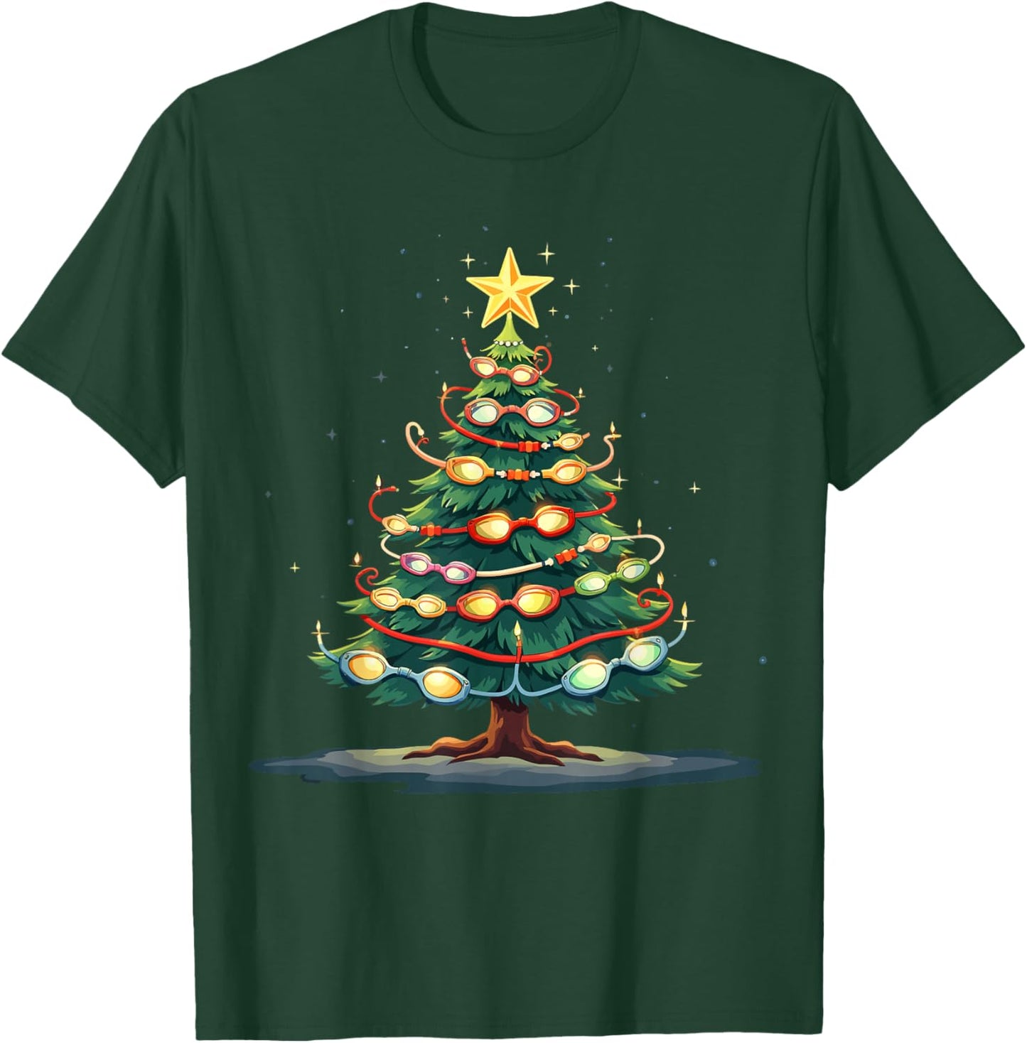 Swimming Christmas Tree Funny Sports Lover for Swimmers T-Shirt - T-Shirt | Forest