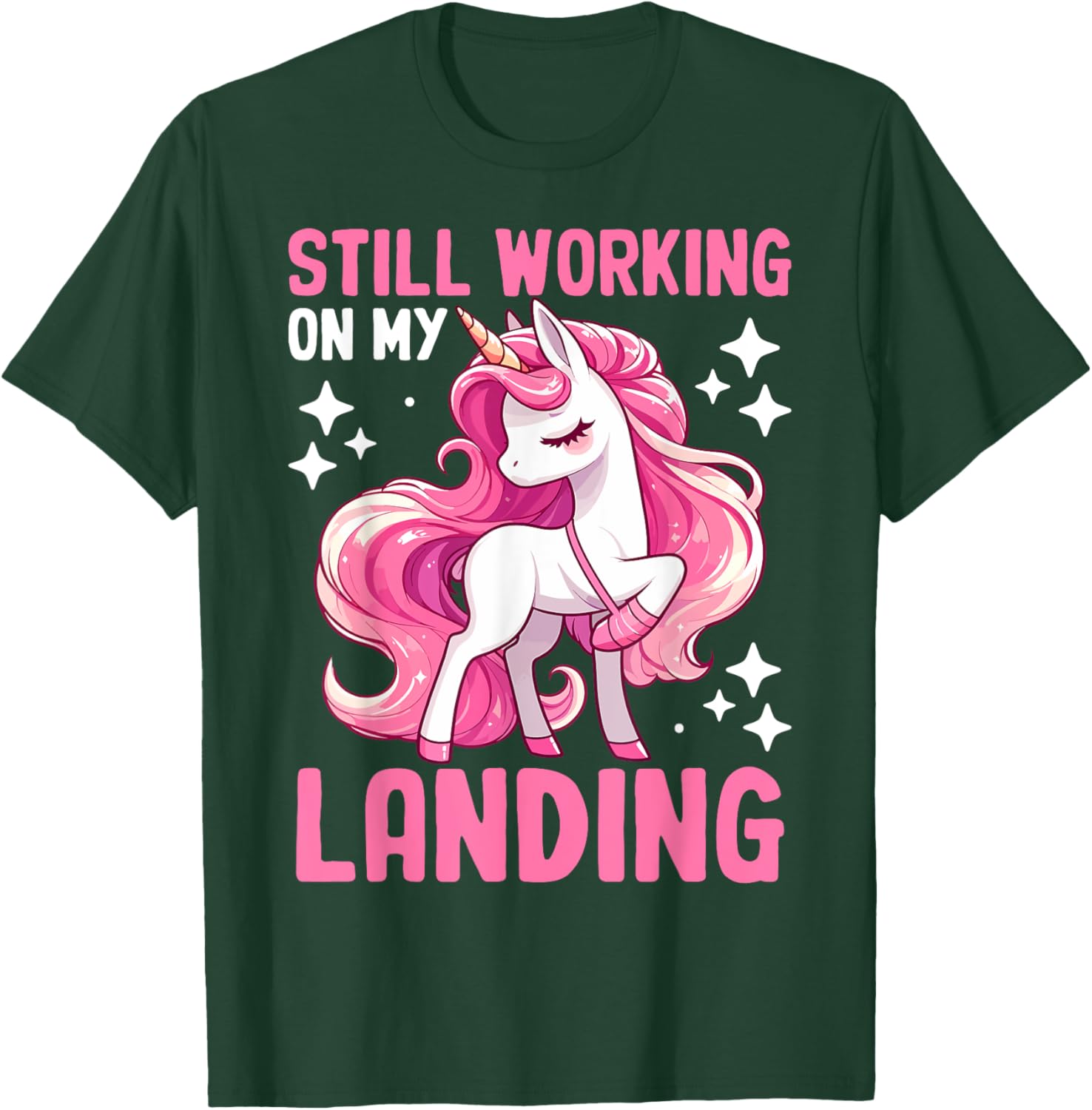 Still Working On My Landing Injury Broken Arm Cute Unicorn T-Shirt - T-Shirt | Forest