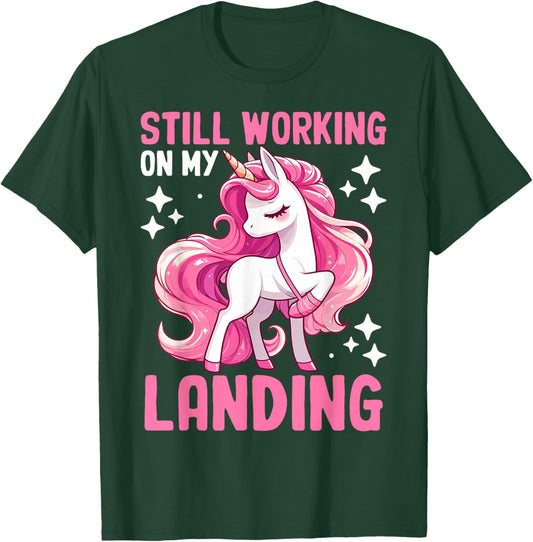 Still Working On My Landing Injury Broken Arm Cute Unicorn T-Shirt - T-Shirt | Forest