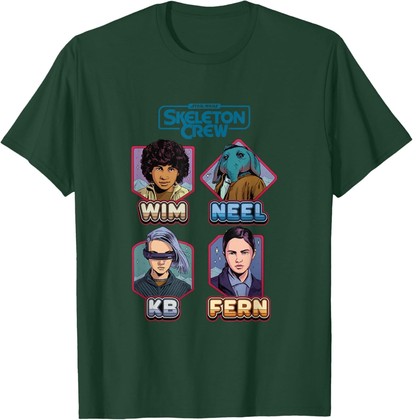 Star Wars Skeleton Crew Vintage Character Box Ups T-Shirt - T-Shirt | Forest