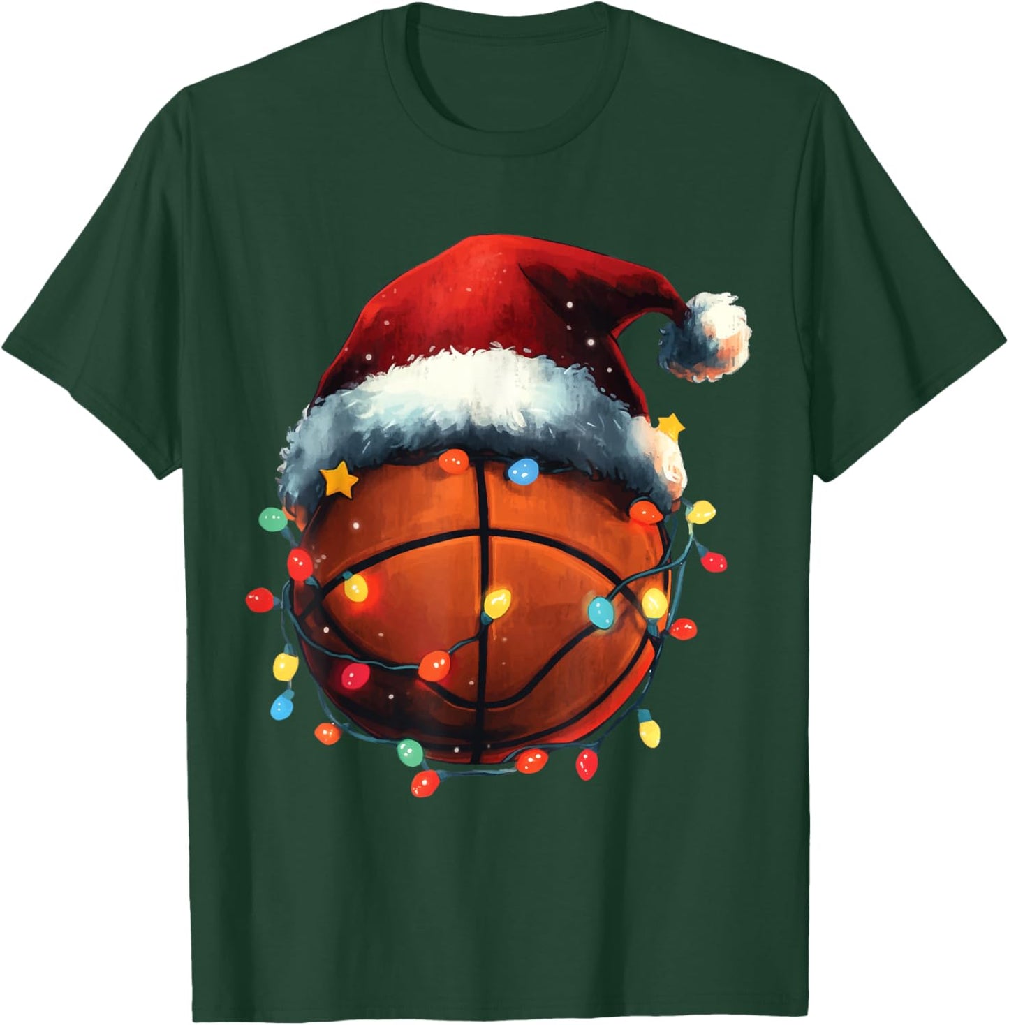 Basketball Player Xmas Santa Hat Basketball Funny Christmas T-Shirt - T-Shirt | Forest
