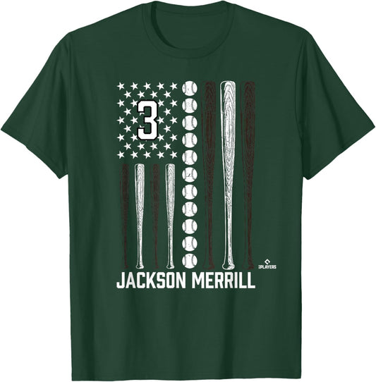 Baseball American Flag Jackson Merrill San Diego Baseball T-Shirt - T-Shirt | Forest