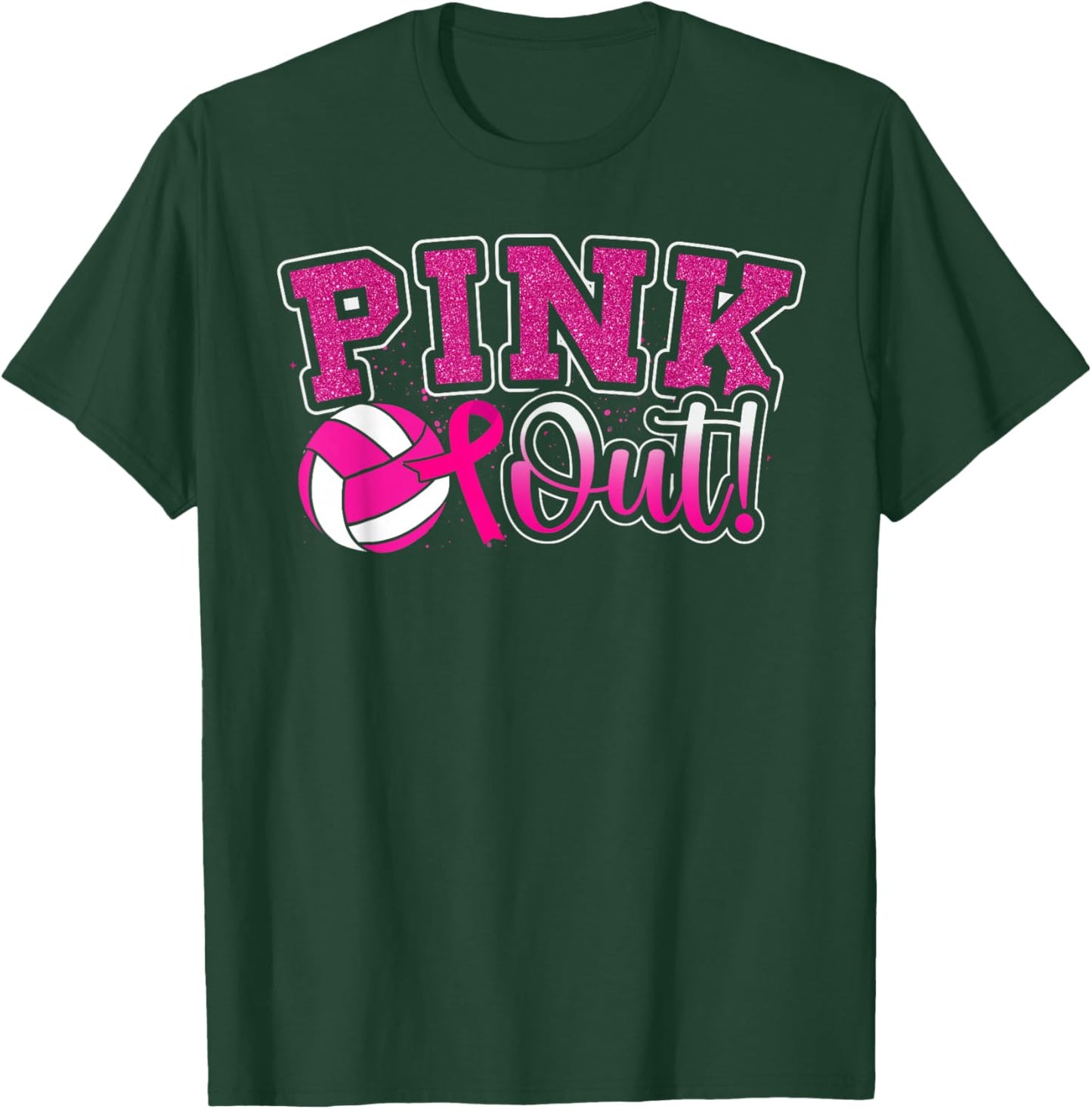 Pink Out Tackle Breast Cancer Awareness Volleyball Men Women T-Shirt - T-Shirt | Forest