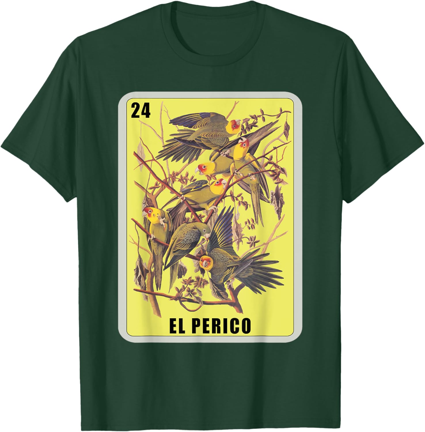 El Perico Card Parakeet Mexican Lottery Card T-Shirt - T-Shirt | Forest