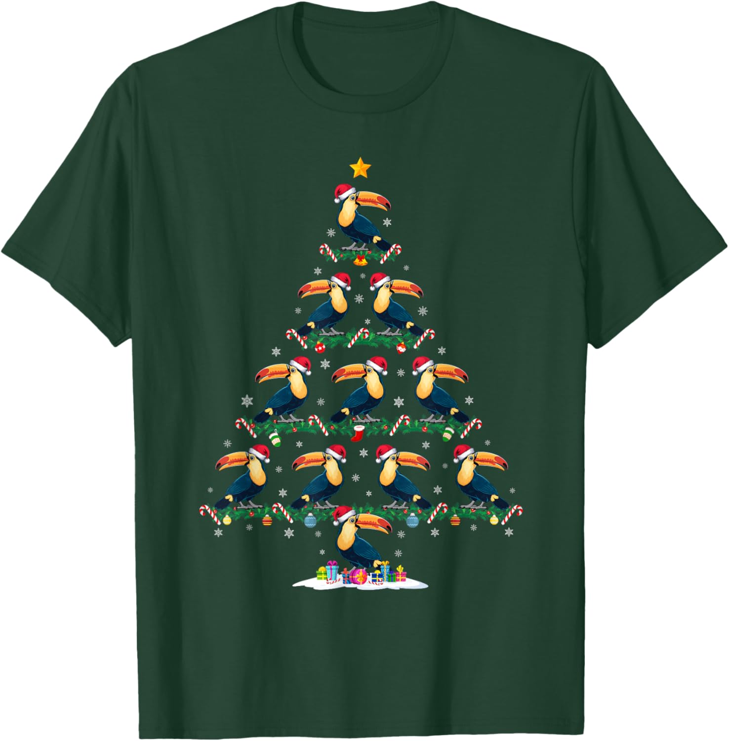 Toucans Christmas Tree Pajama Men Women Kids Ugly Xmas T-Shirt - T-Shirt | Forest