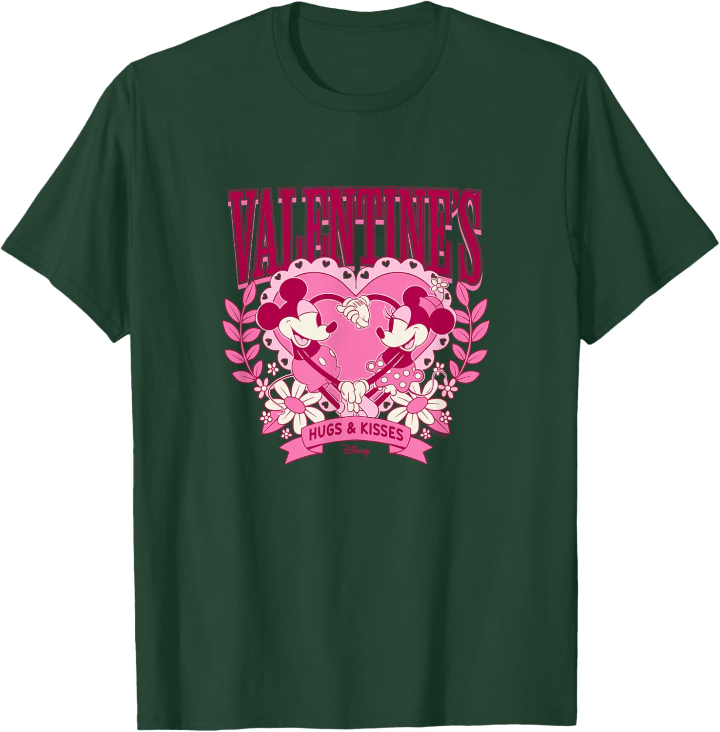 Mickey and Minnie Mouse Valentine's Day Heart Hugs & Kisses T-Shirt - T-Shirt | Forest