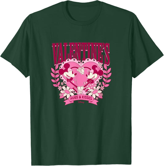 Mickey and Minnie Mouse Valentine's Day Heart Hugs & Kisses T-Shirt - T-Shirt | Forest