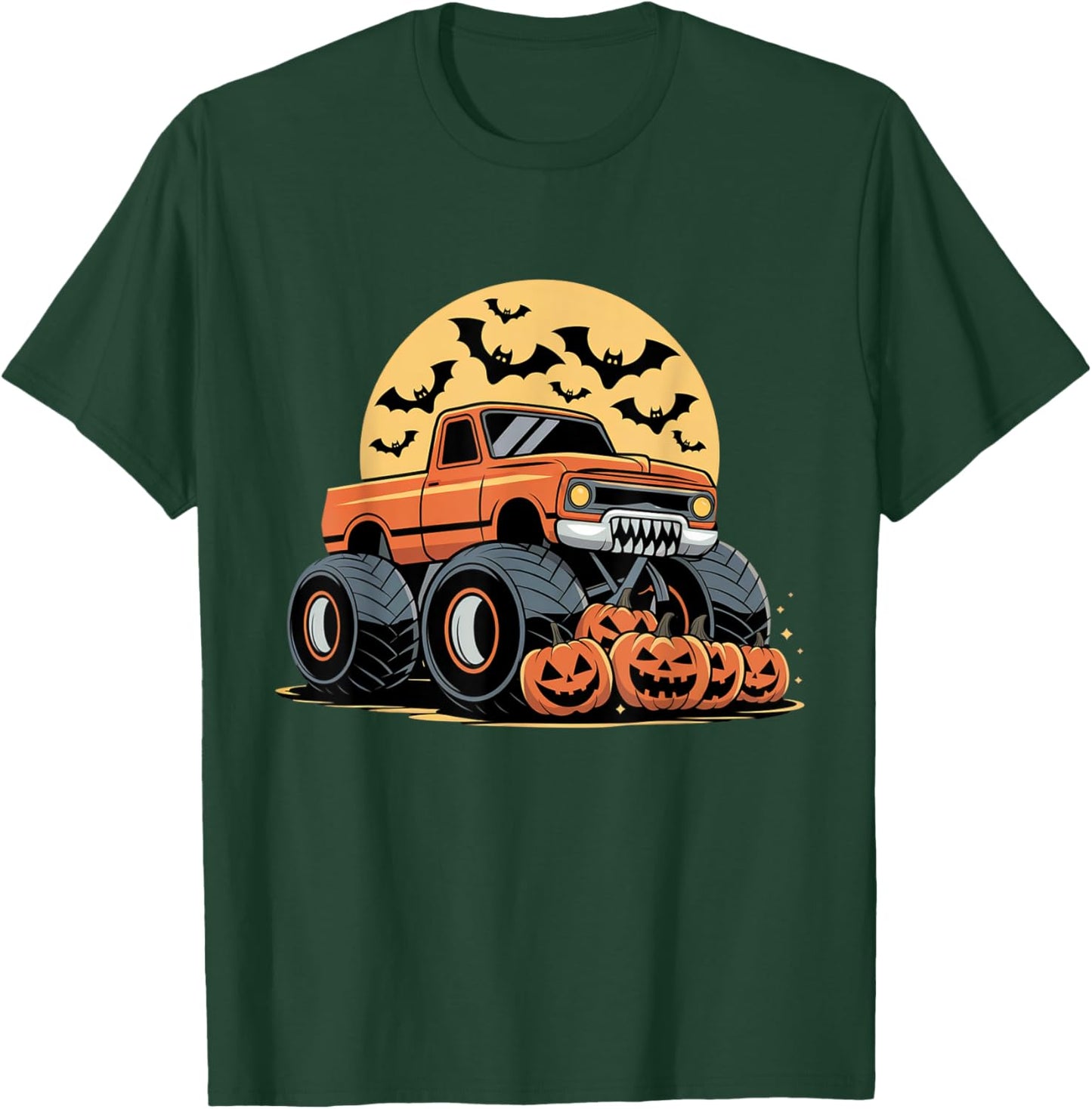 Halloween Shirts for Kids Boys Monster Truck Pumpkins T-Shirt - T-Shirt | Forest