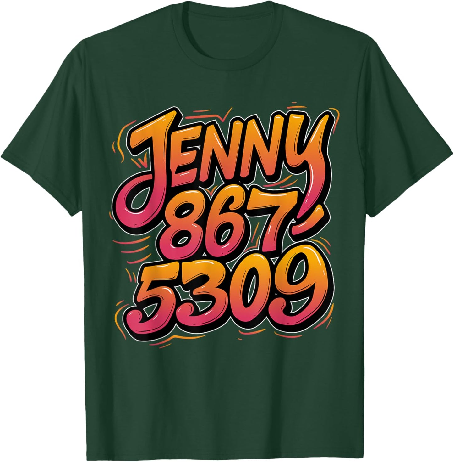 Jenny Phone Number 867-5309 Nostalgic Funny 70s 80s 90s T-Shirt - T-Shirt | Forest