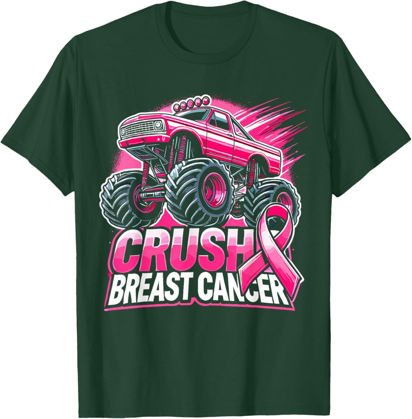Monster Truck Pink Breast Cancer Awareness T-Shirt - T-Shirt | Forest