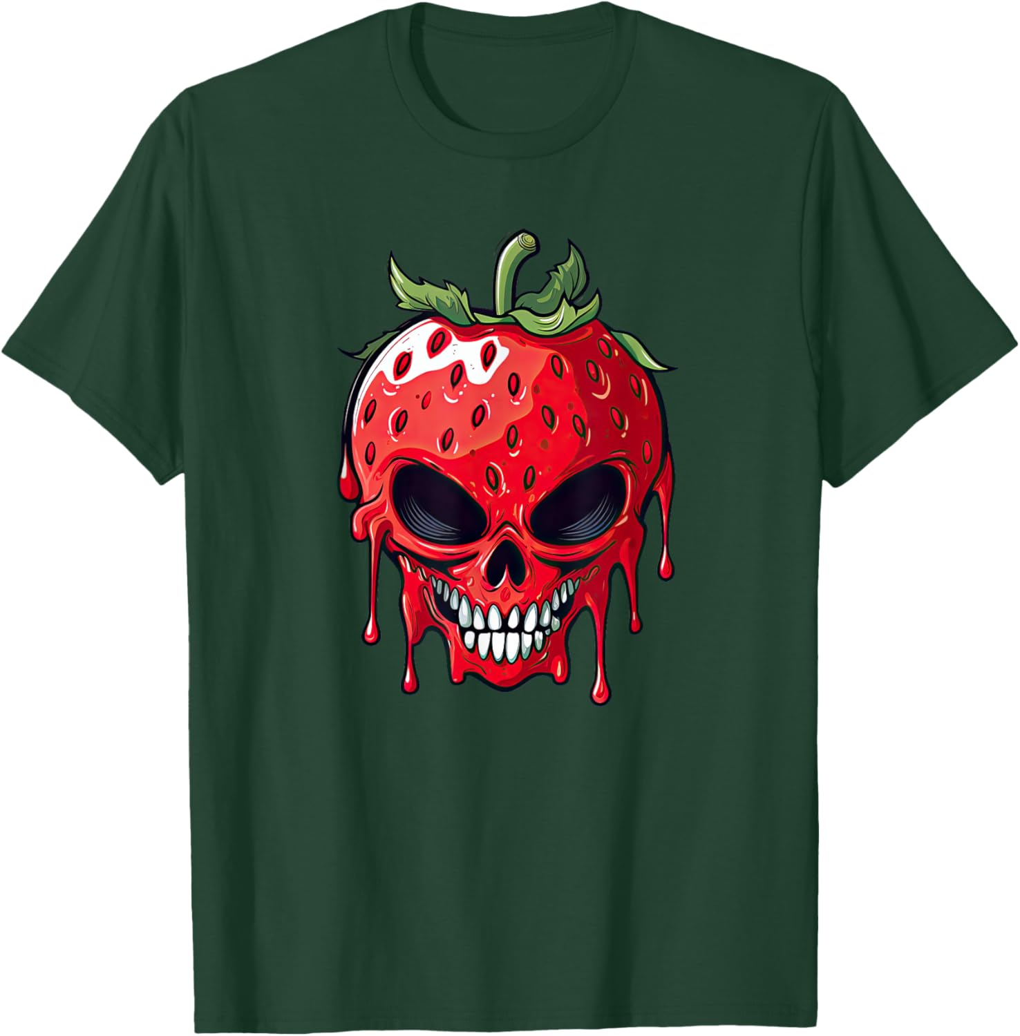 Scary Strawberry Groovy Halloween Skull T-Shirt - T-Shirt | Forest