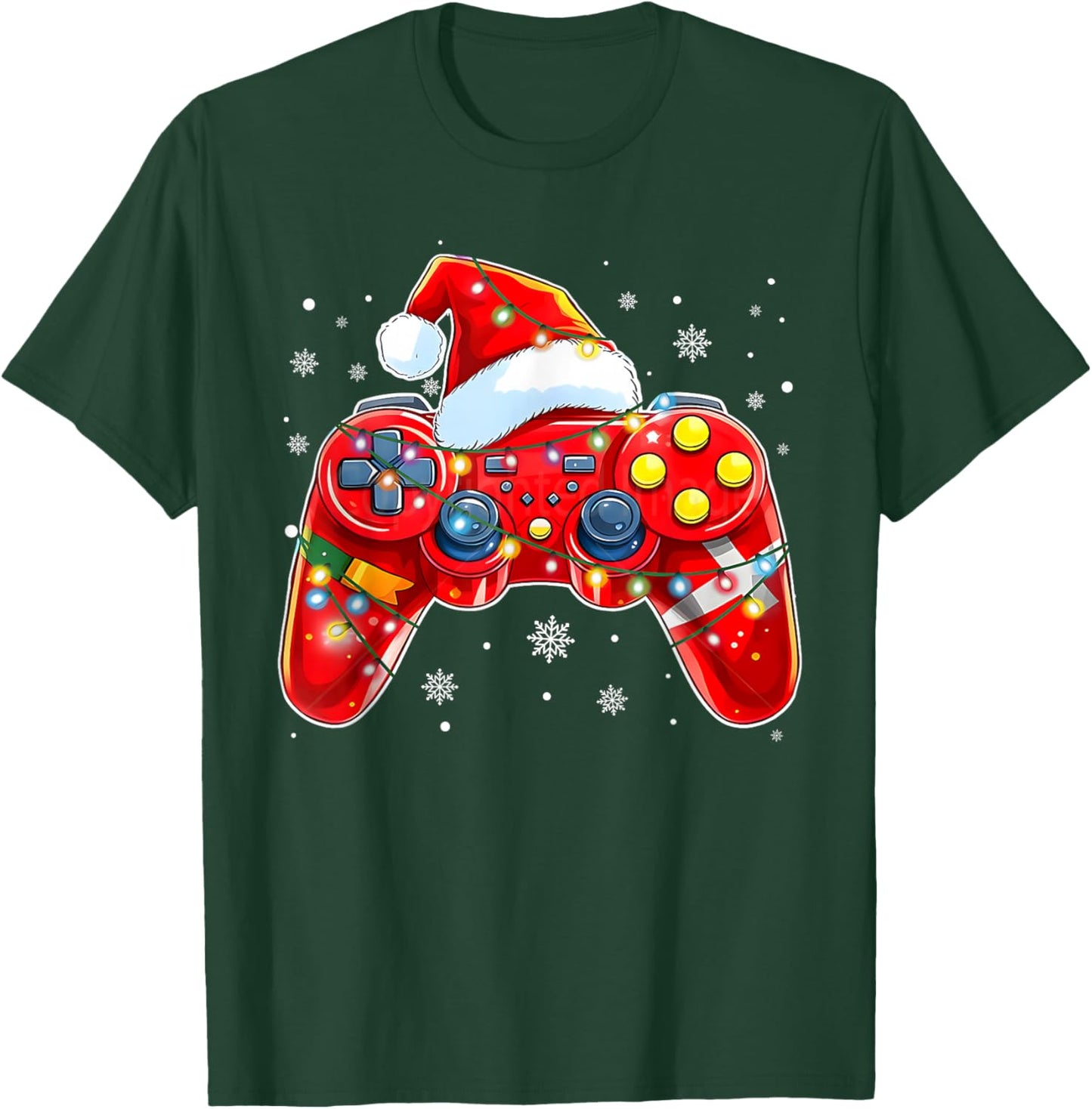 Video Game Controller Christmas Santa Hat Gamer Boys T-Shirt - T-Shirt | Forest
