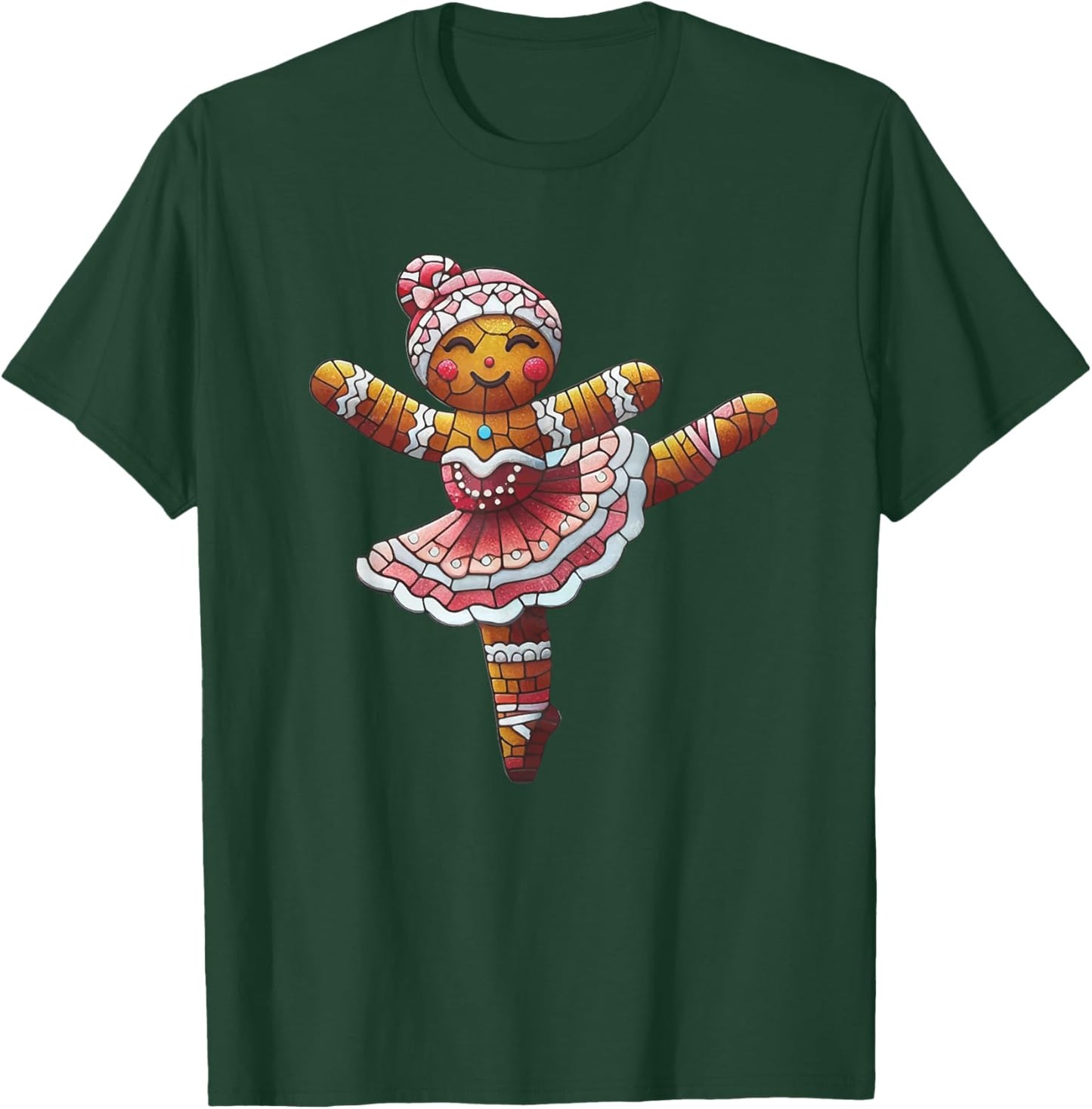 Ballet Dancer Gingerbread Christmas Dance Teacher Girl Women T-Shirt - T-Shirt | Forest